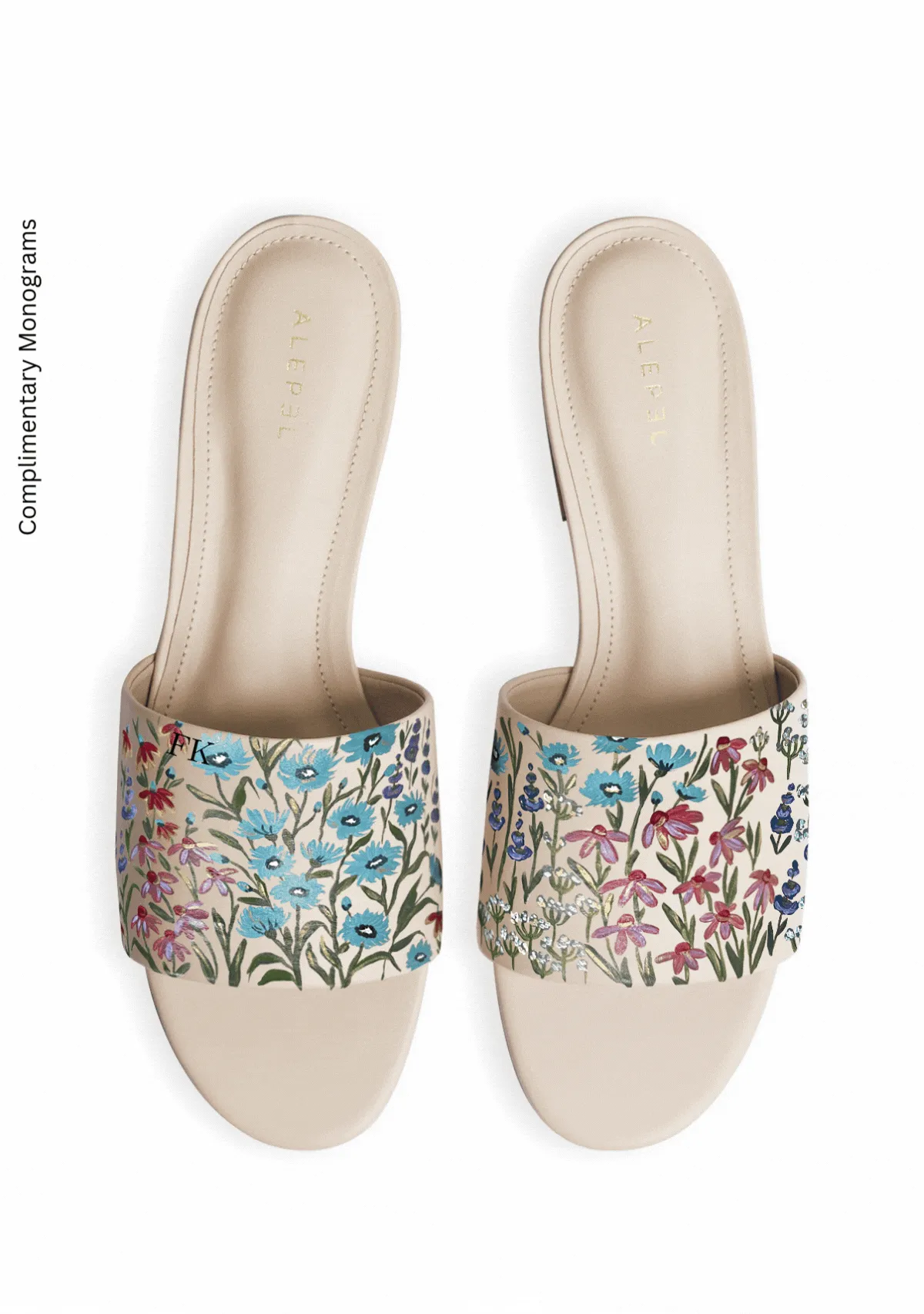 Lightweight Support Floral Print Beige Slide