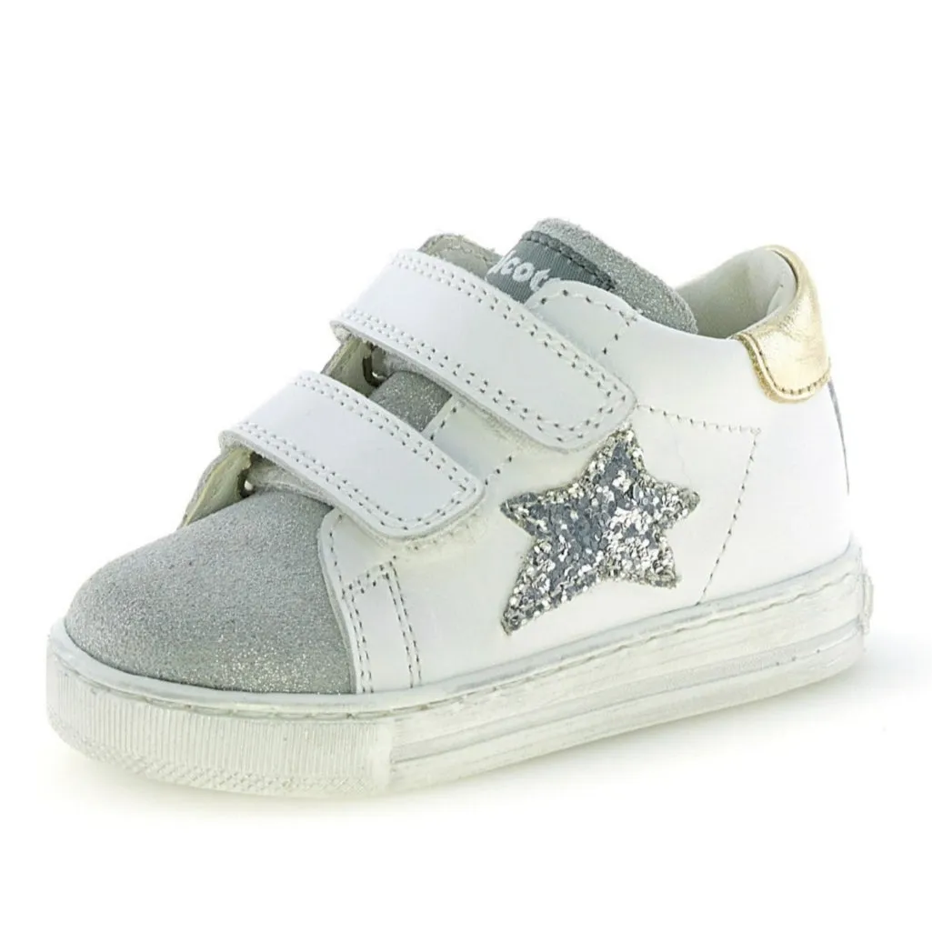 Falcotto Girl's Sasha Vl Casual Shoes - White/Silver Wide - fit kids' shoes Toddler accessories