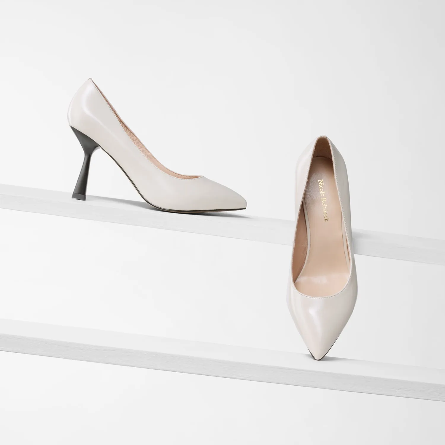 Lisbon Heel | Ivory oiled leather Bridesmaid Heels