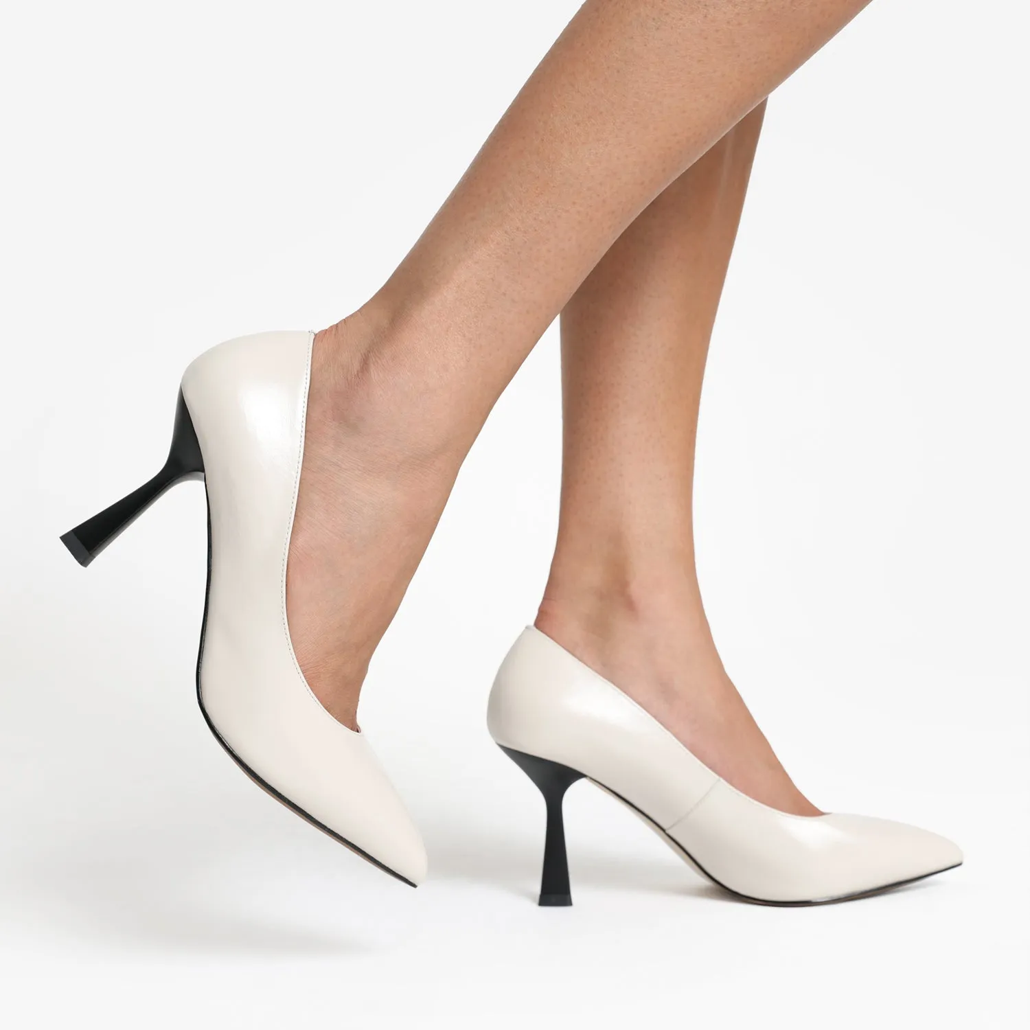 Lisbon Heel | Ivory oiled leather Bridesmaid Heels