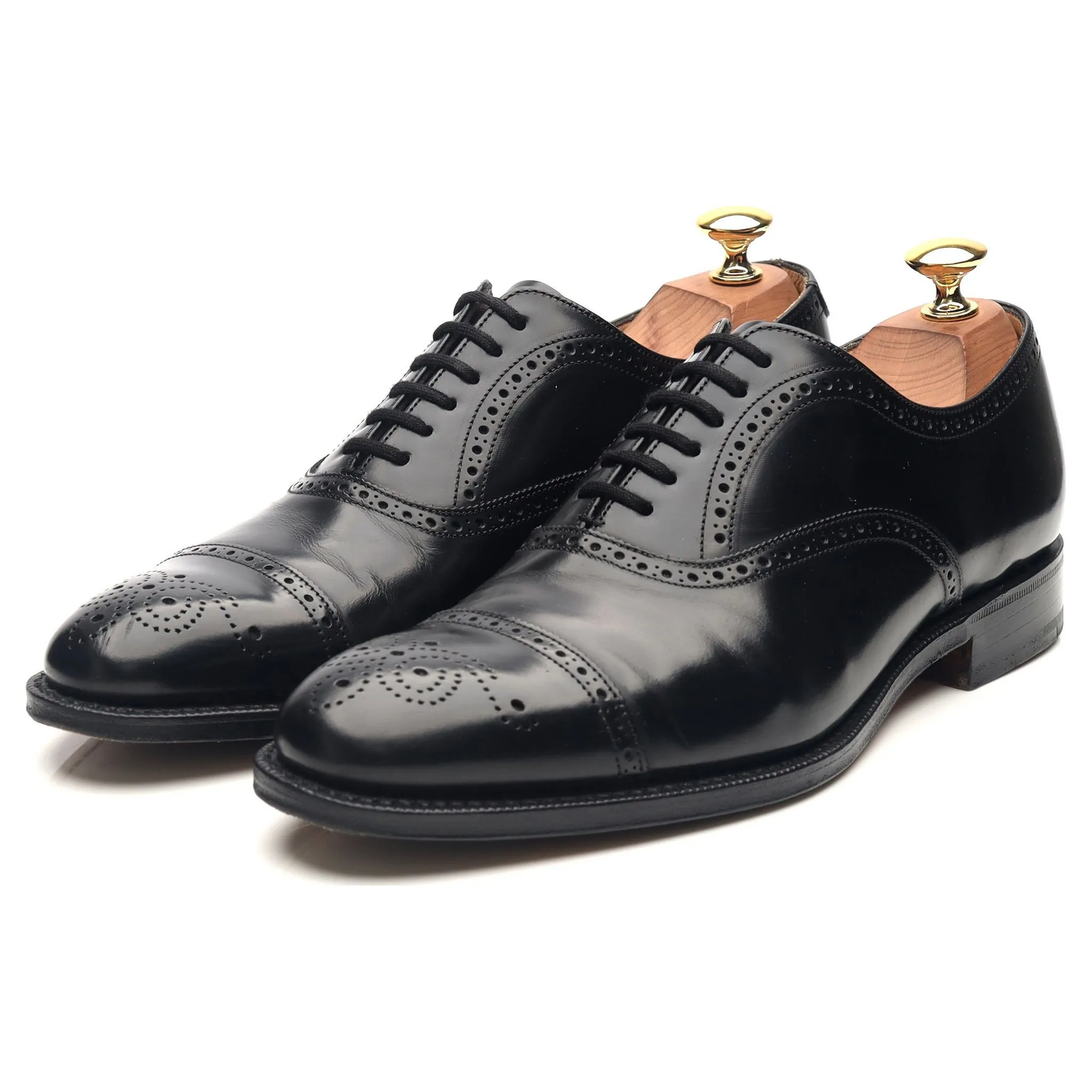 'London' Black Leather Oxford Semi Brogues UK 6 F Comfy Step Supportive Comfort