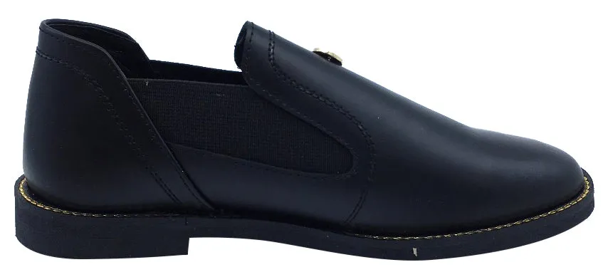 Luccini Girl's Slip-On Black Fashion Booties with Gold Trim Limited Edition