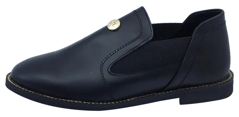 Luccini Girl's Slip-On Black Fashion Booties with Gold Trim Limited Edition