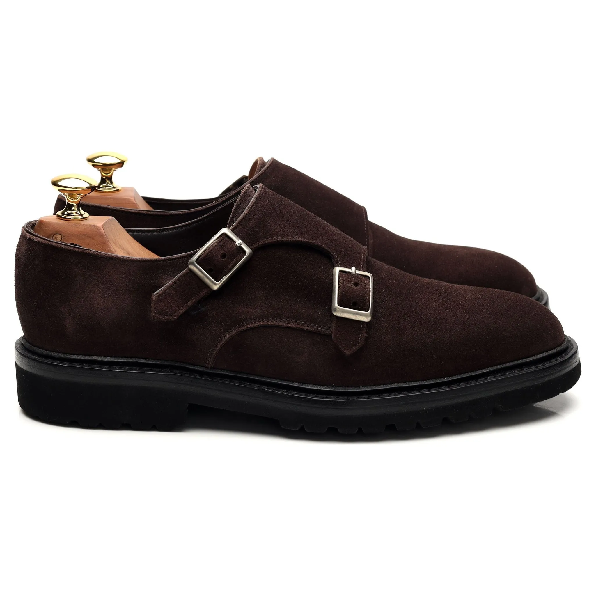 'Luke' Dark Brown Suede Double Monk Strap UK 6 E Edge Shade Guest Look
