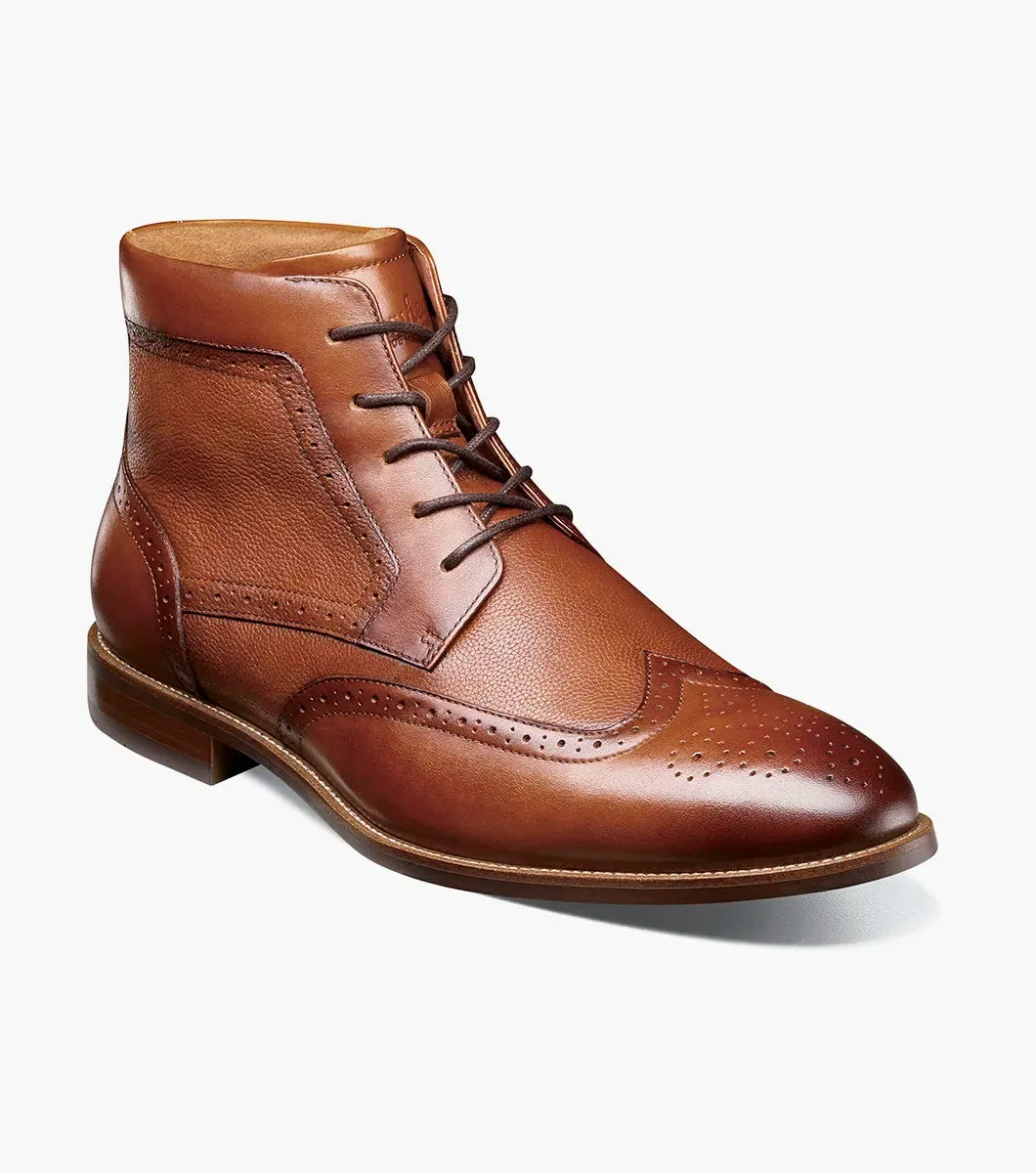 Luxurious Comfort Rucci Wingtip Lace Up Boot-Cognac | Florsheim