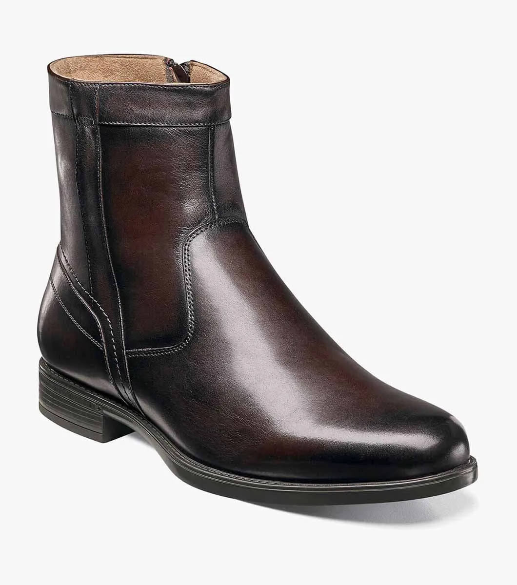 Luxury Oxford Midtown Plain Toe Zip Boot -Brown | Florsheim