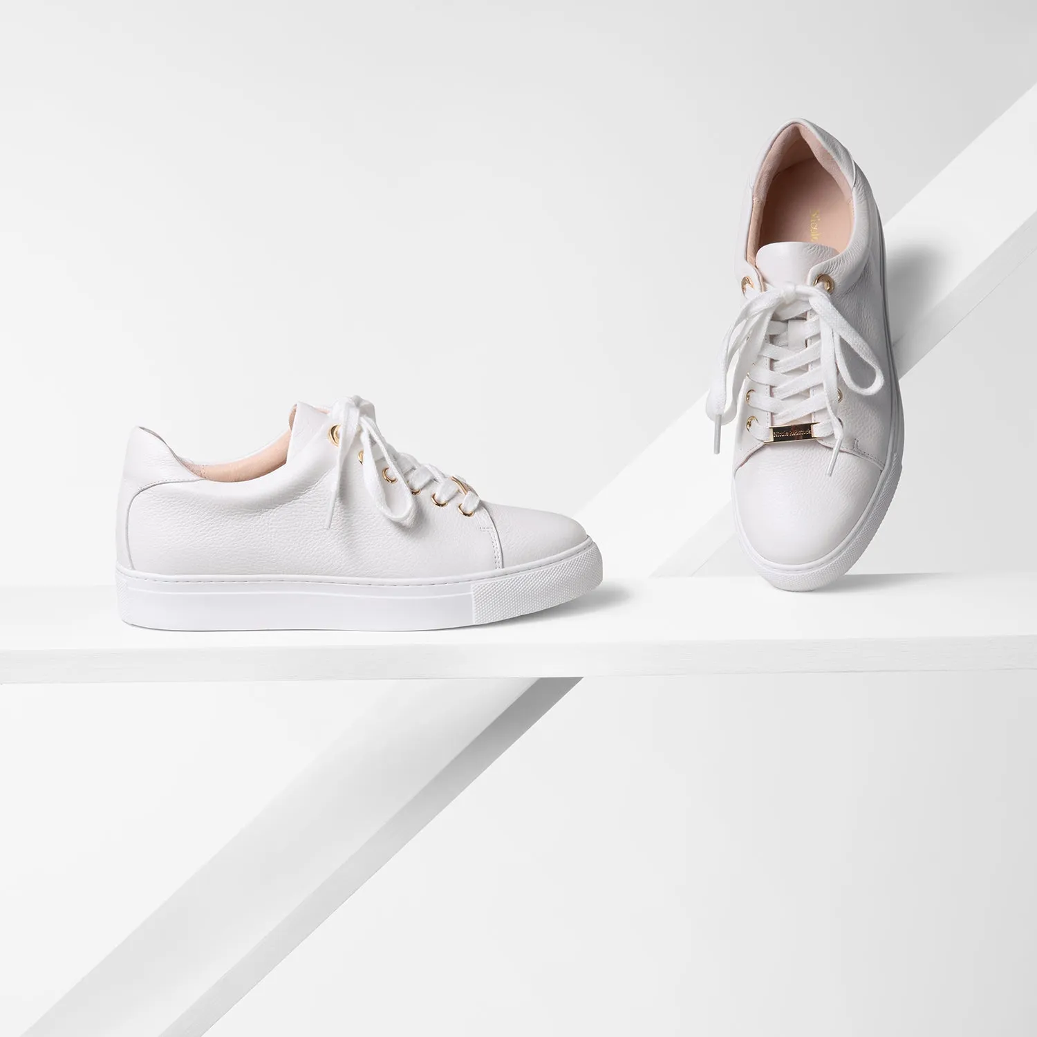 Mace Sneaker | White Pebble Over-the-Knee Heels