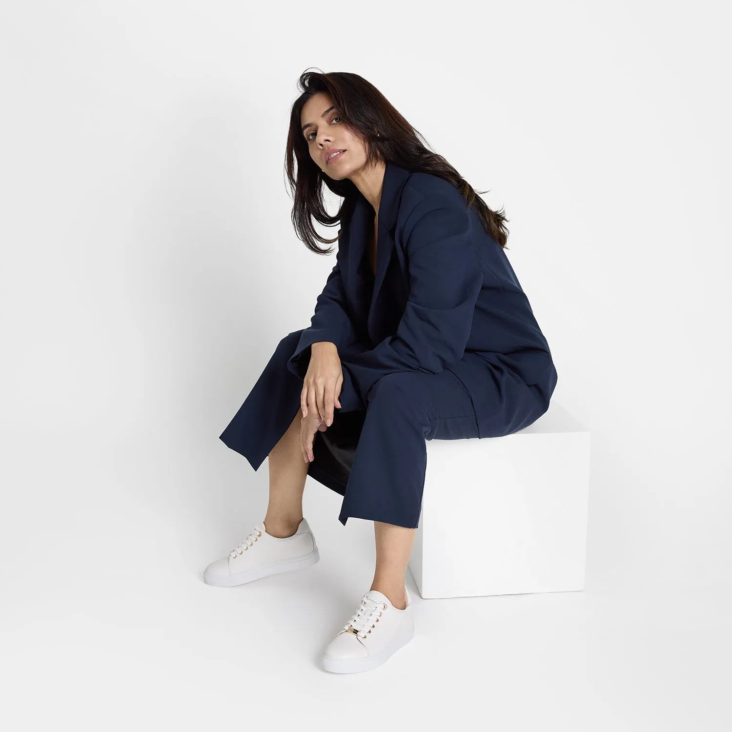 Mace Sneaker | White Pebble Over-the-Knee Heels
