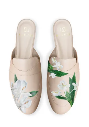 Innovative Features Fashionable Slides Mariposa Flower Beige Mule
