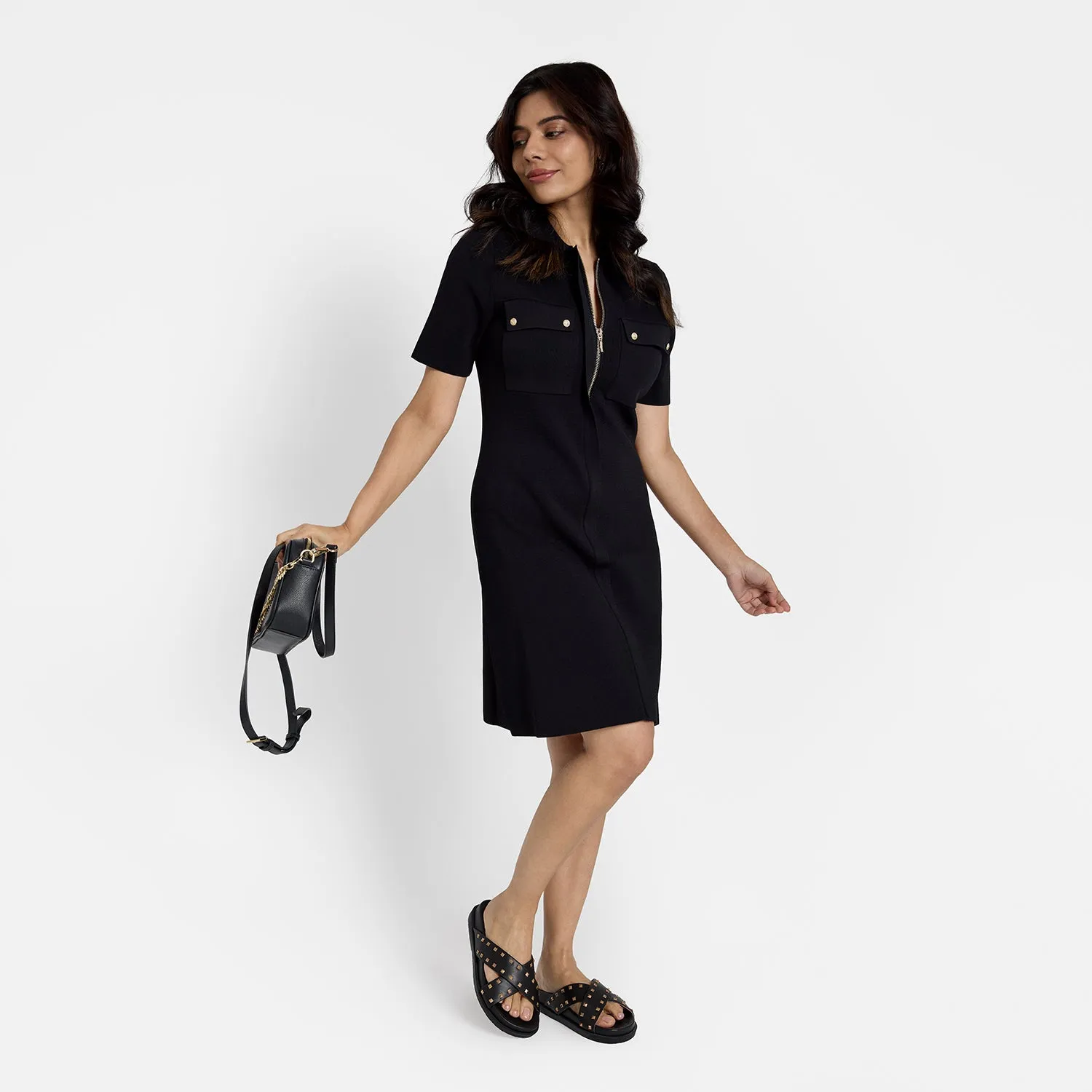 Marlow Slide Sandal | Black Leather Cool Wedges