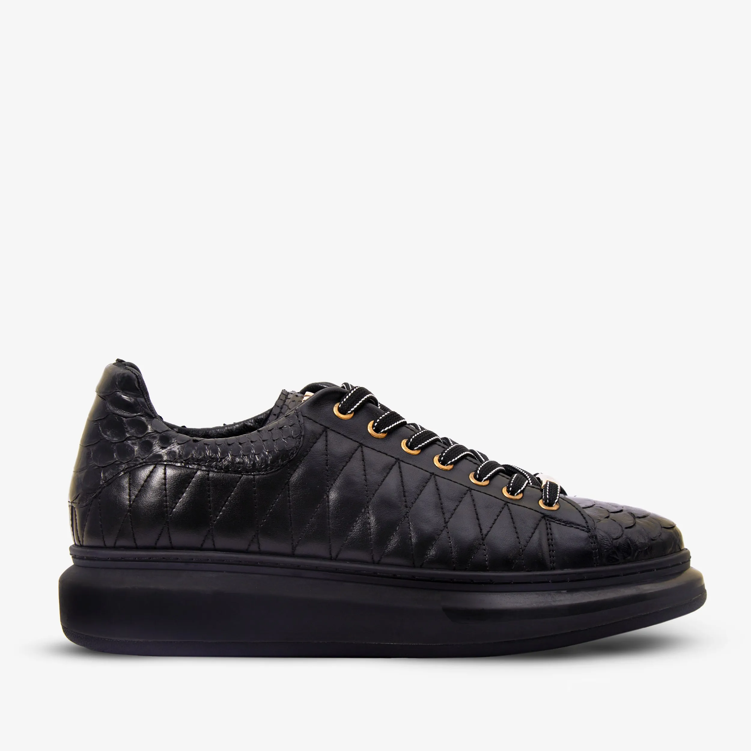 The Adler Black Snk Leather Men Sneaker Limited Edition Comfortable Insole Game Fit