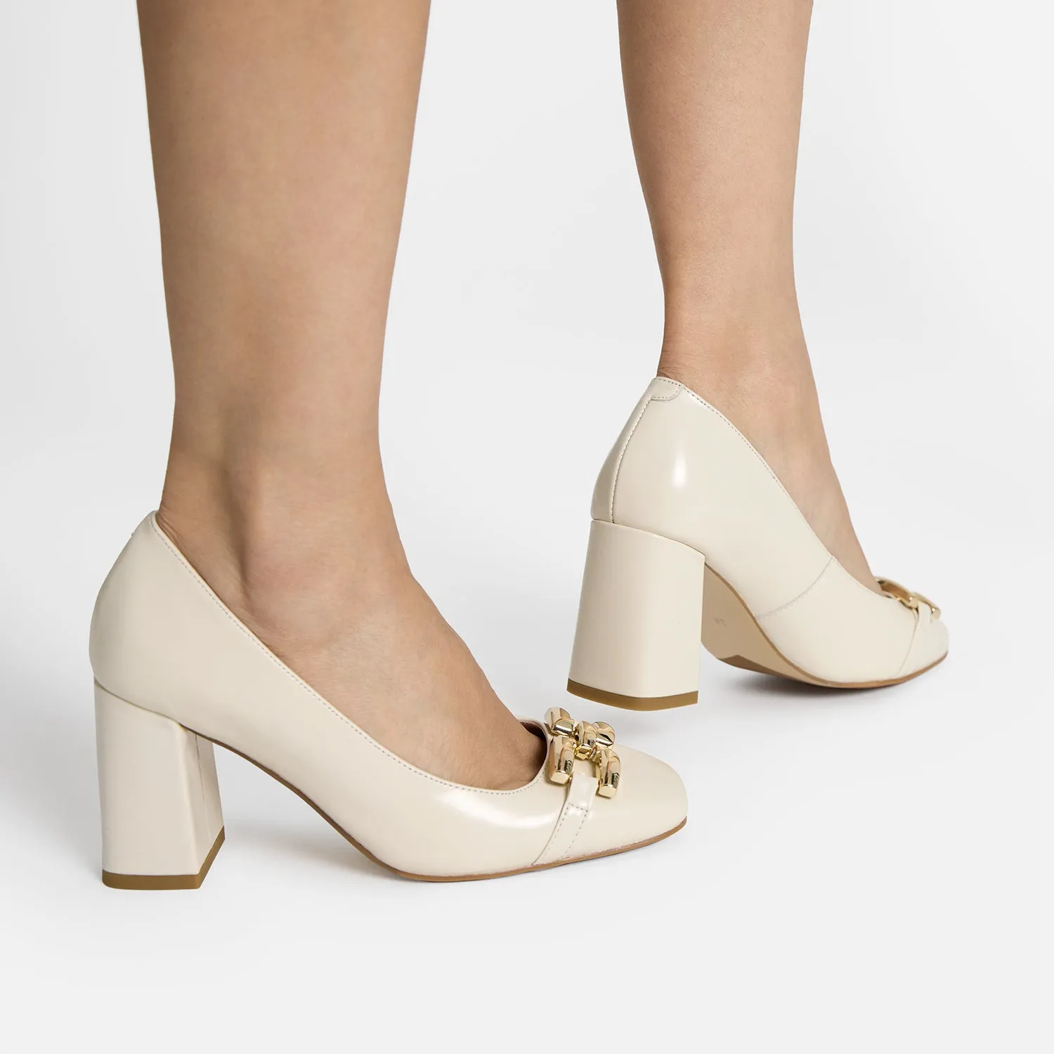 Memory Foam Heels Jolie Pump Heel | Ivory Leather