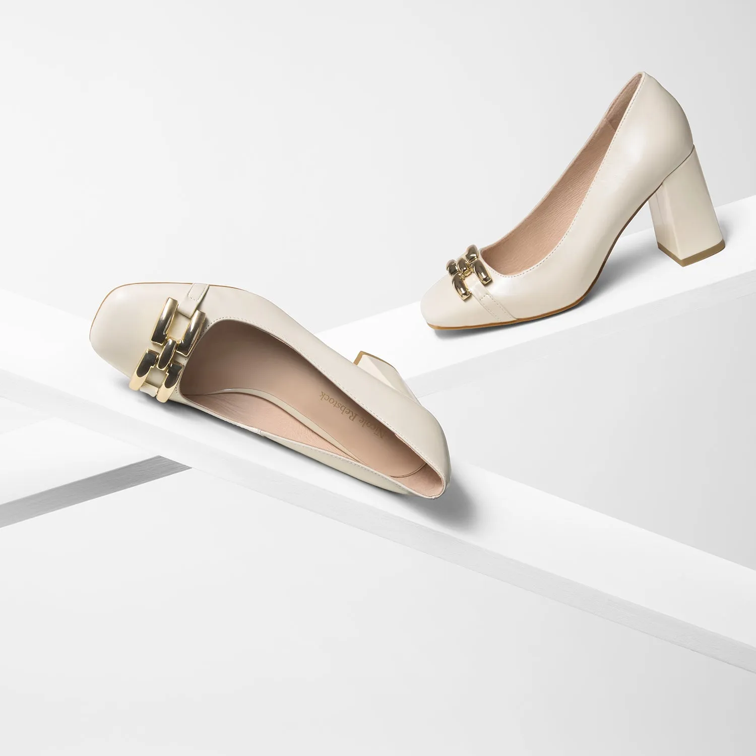 Memory Foam Heels Jolie Pump Heel | Ivory Leather
