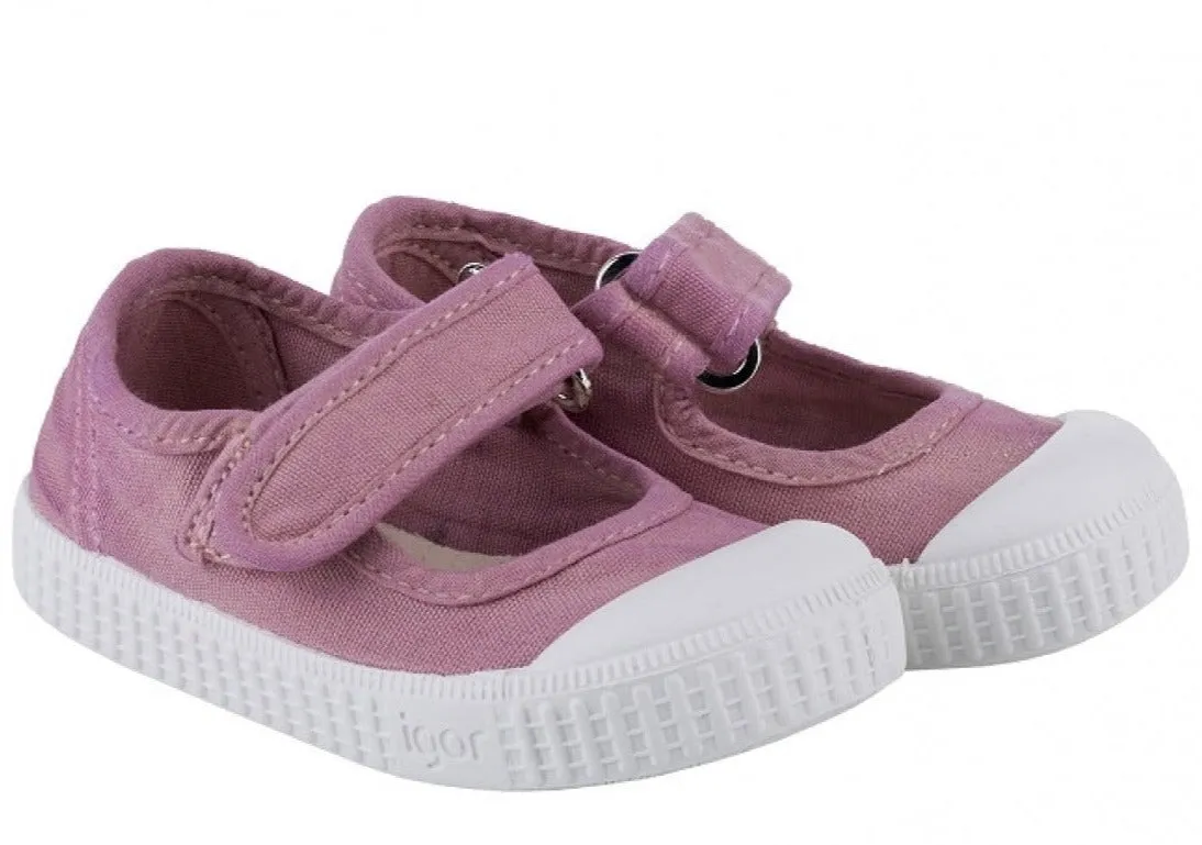 Mesh Trim Igor Girl's Irene Mary Jane Shoes - Rosa