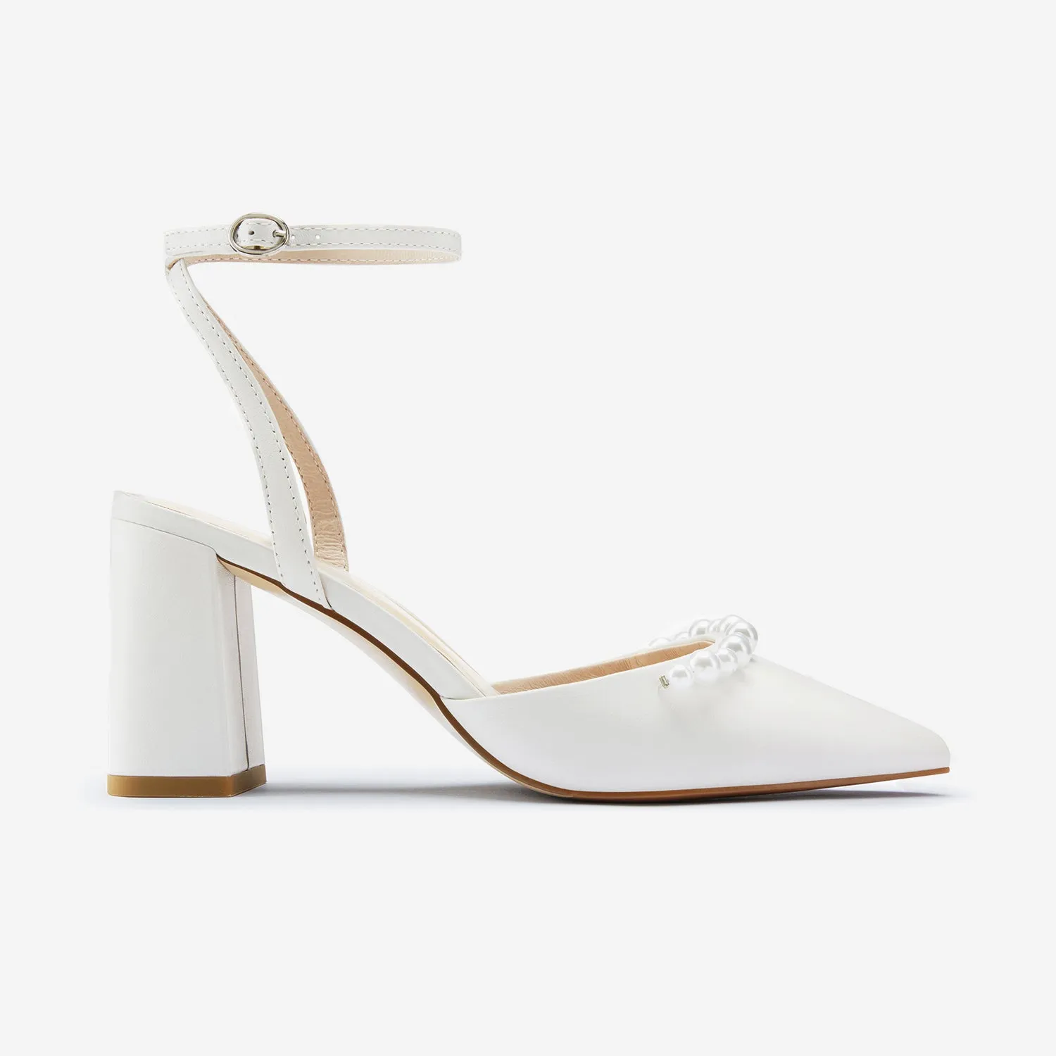 Metal Heels Ash Heel | White Leather/Pearl