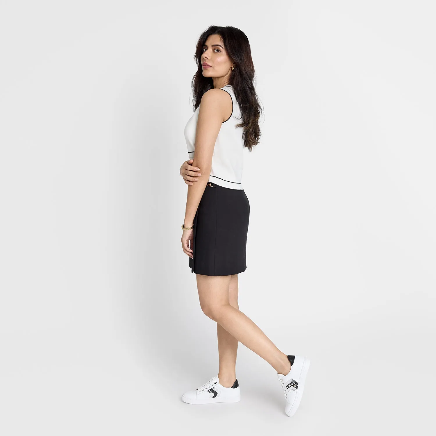 Metal Heels Gray Sneaker | White/Silver/Black leather