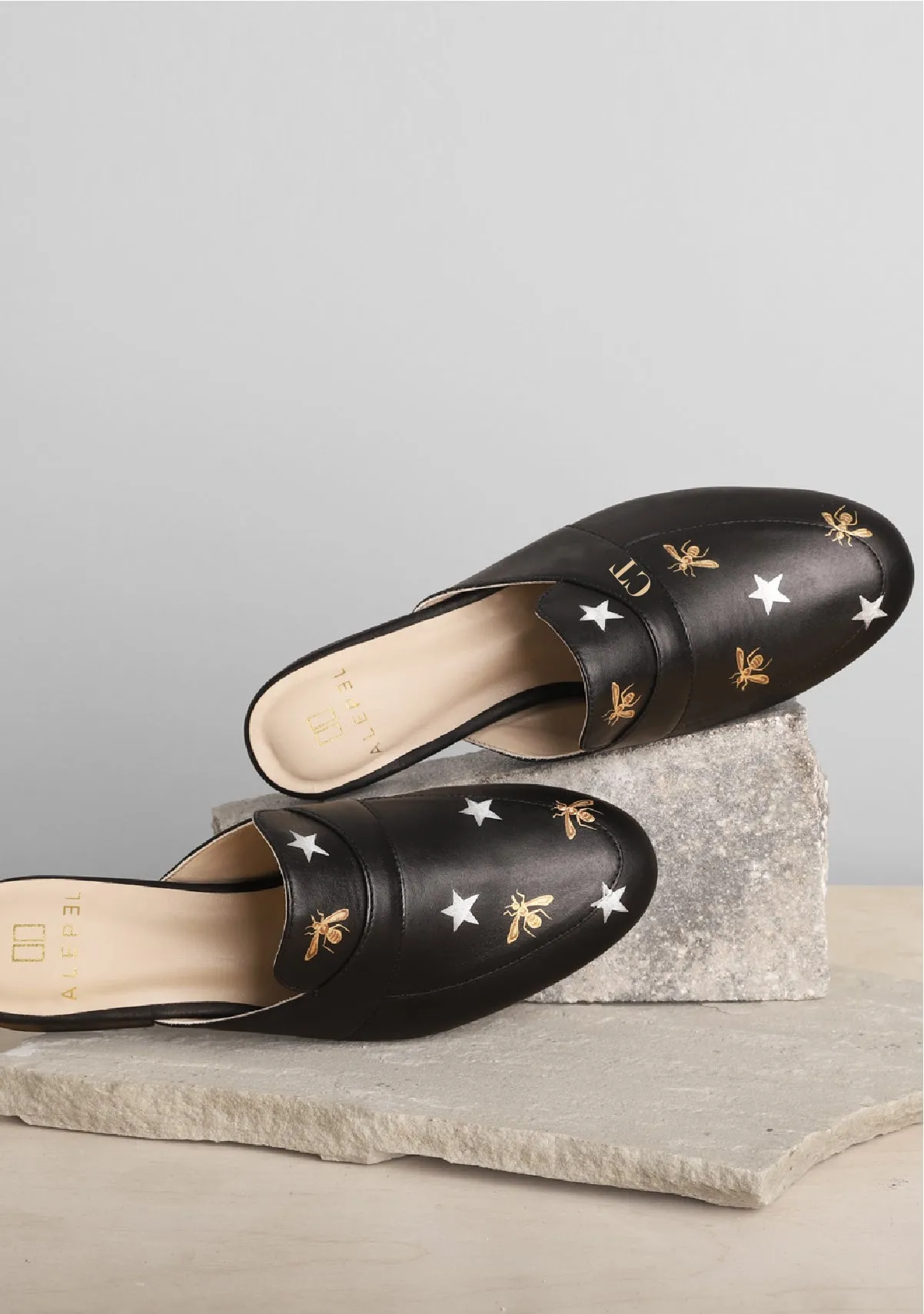 Metallic Bees and Stars Black Mule Quick Adjust