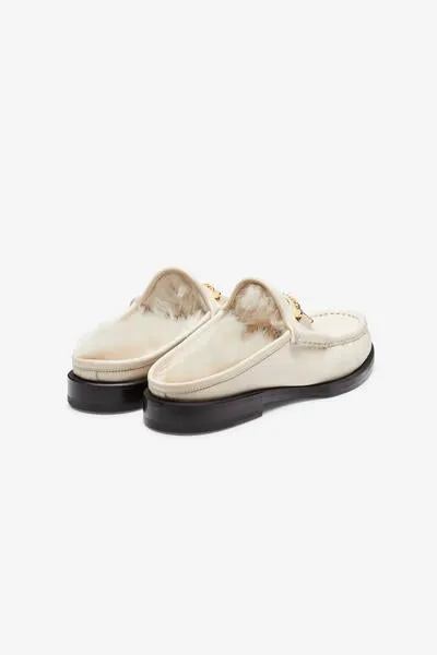 Mick Mule Moccasin Fur Milk Non-Slip Footbed