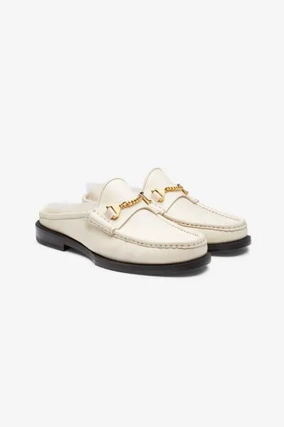 Mick Mule Moccasin Fur Milk Non-Slip Footbed