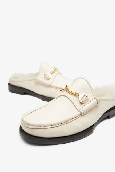 Mick Mule Moccasin Fur Milk Non-Slip Footbed