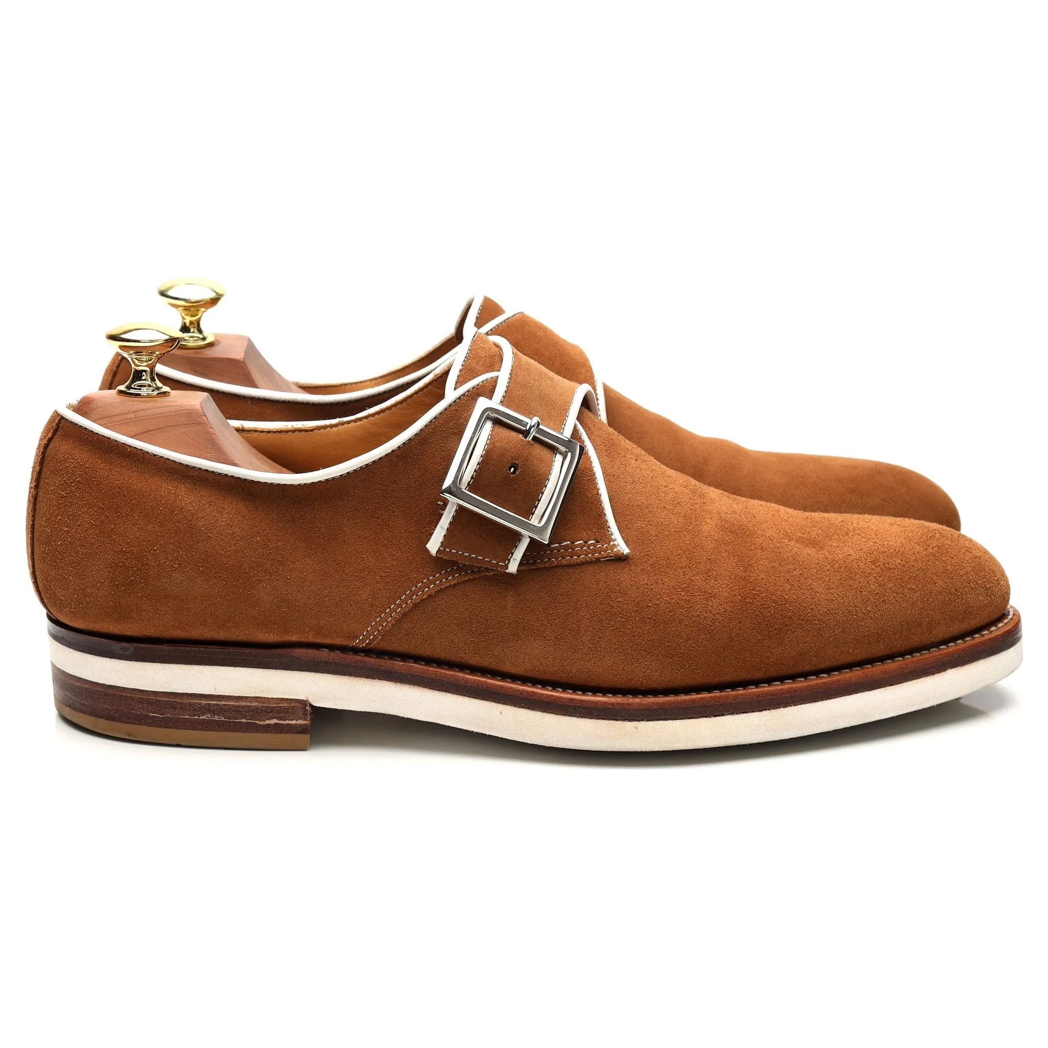 Event Set Endless Fit 'Sway' Tan Brown Suede Monk Strap UK 8.5 E