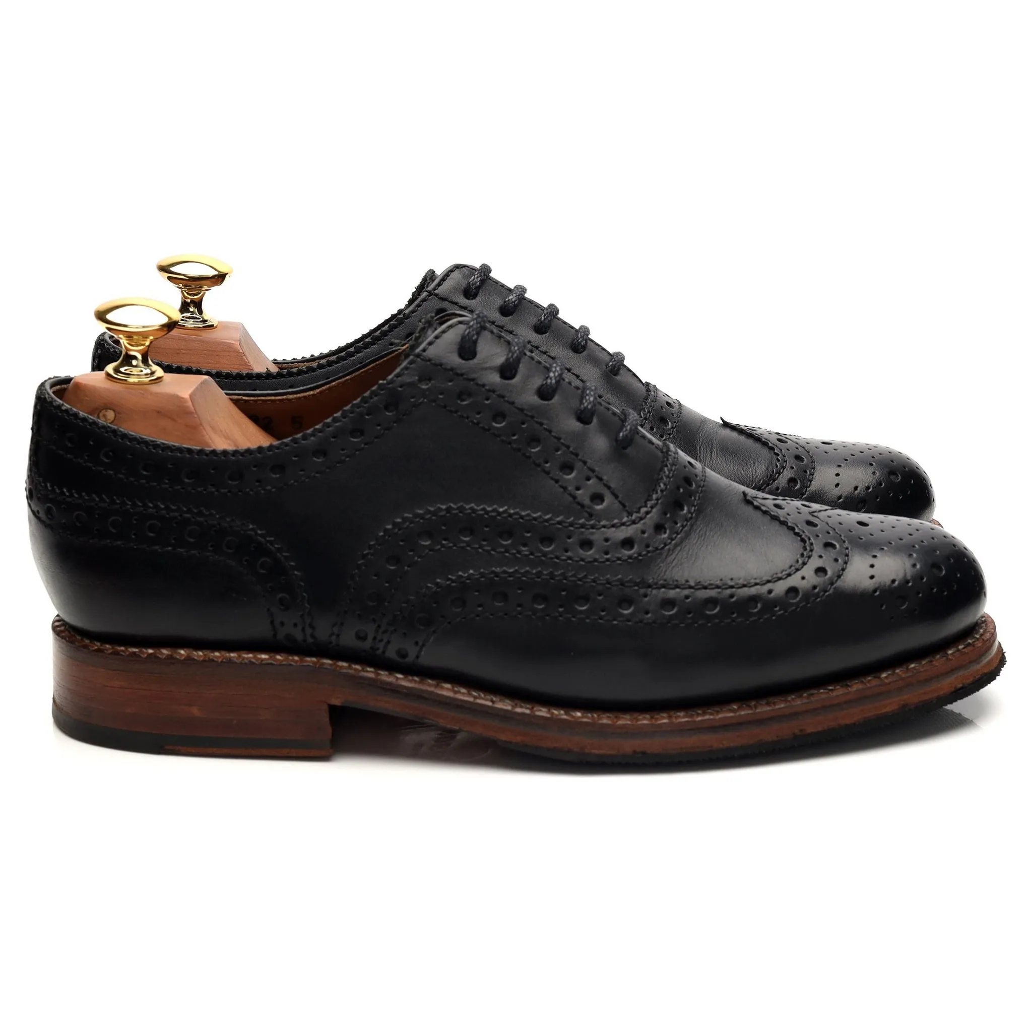 'Angus' Black Leather Oxford Brogues UK 5 G Cushioned Base