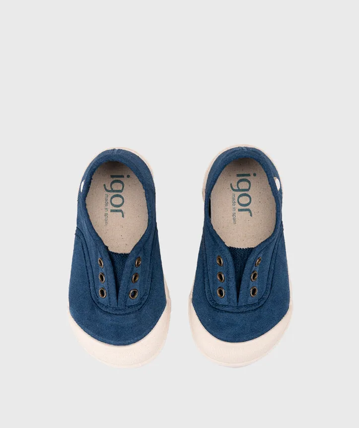 Modern Kids Igor Boy's And Girl's Lona Laceless Shoes - Marino