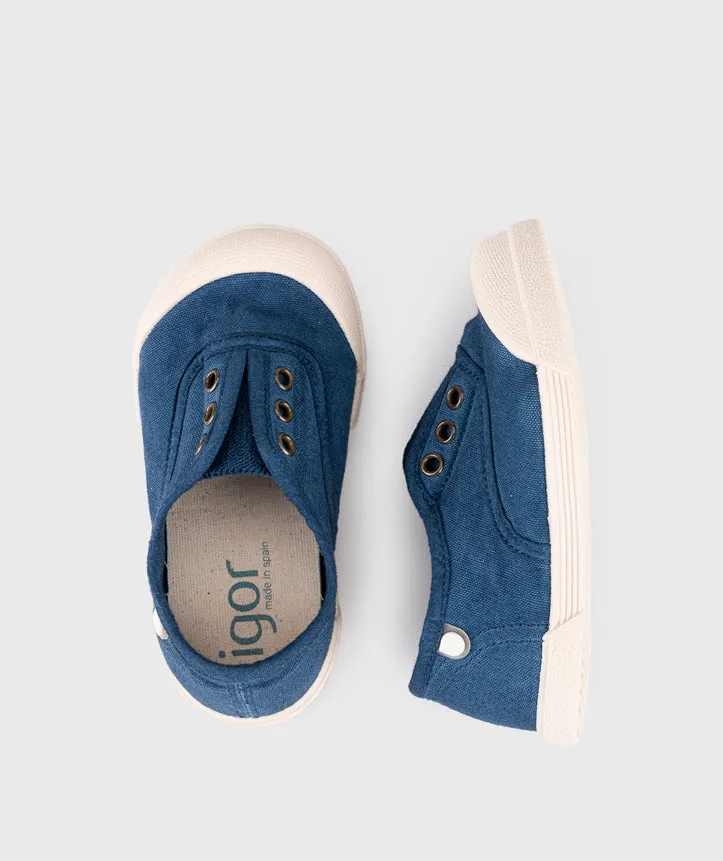 Modern Kids Igor Boy's And Girl's Lona Laceless Shoes - Marino