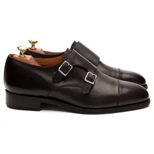 Mark Edge Dark Brown Leather Double Monk Strap 8 F UK 8.5