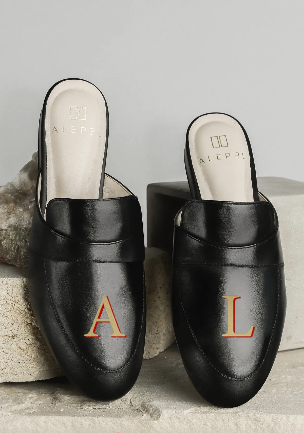 Monogram Black Mule Breathable Design