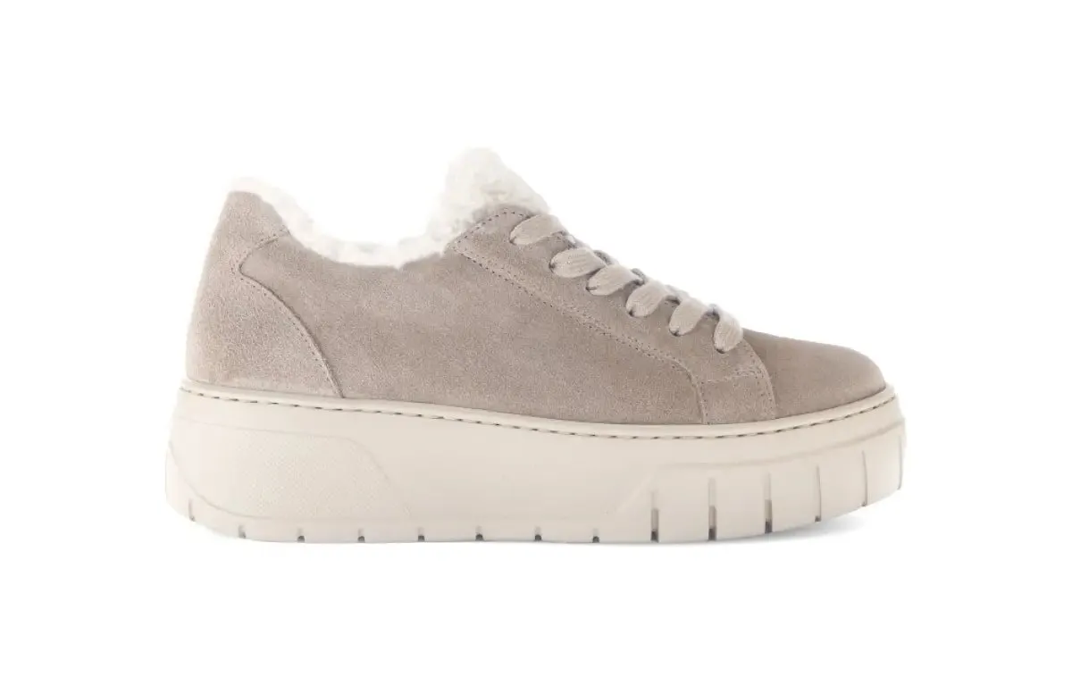 Multi-functional sole GABOR 73221 FUR-LINED SNEAKER - TAUPE