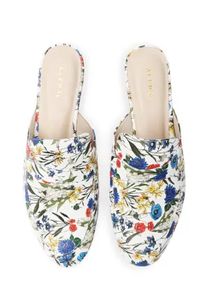 Relax Footwear Stylish Fit Multifloral White Mule