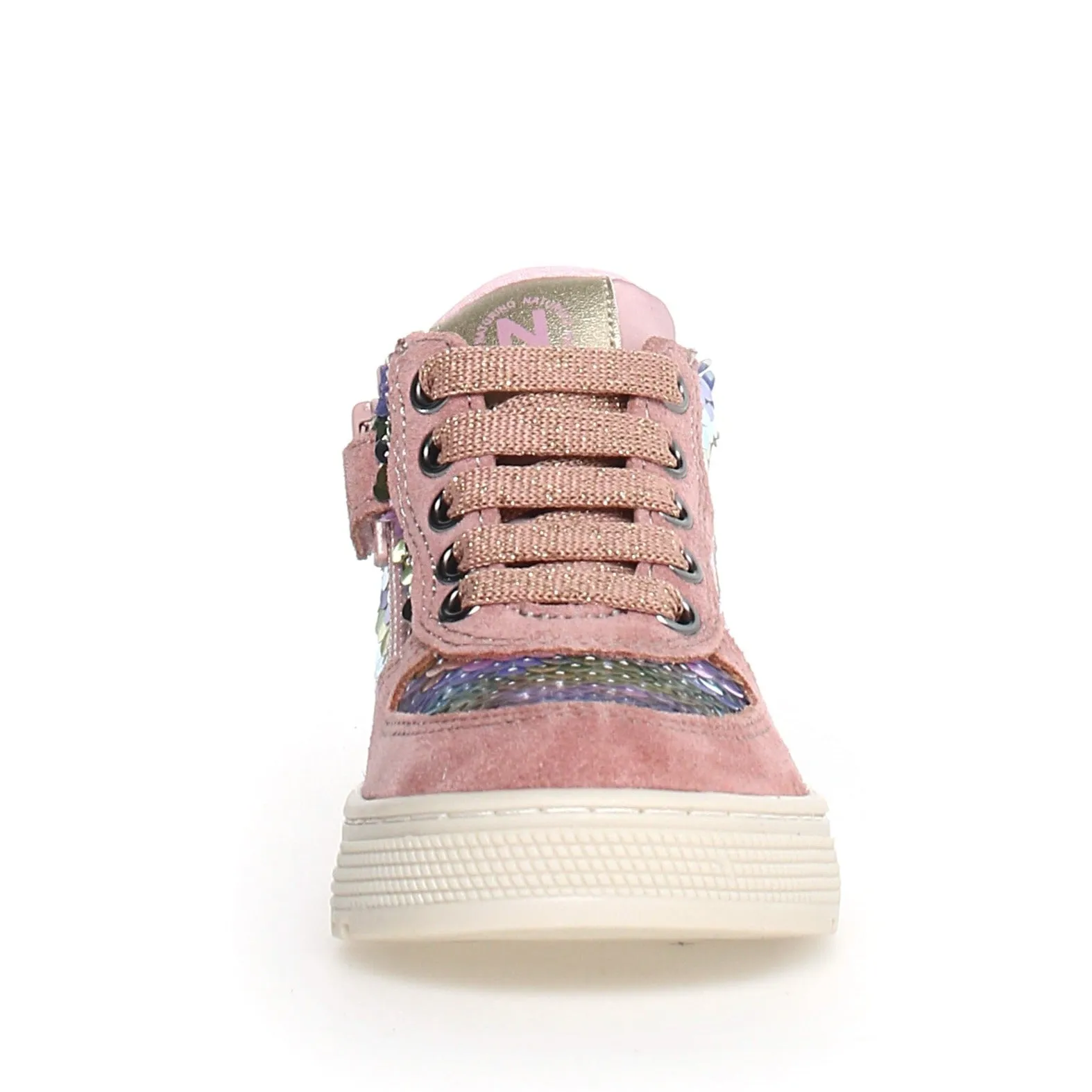 Naturino Girl's Hess High Zip Sneakers, Rose-Multi Embellished Kids