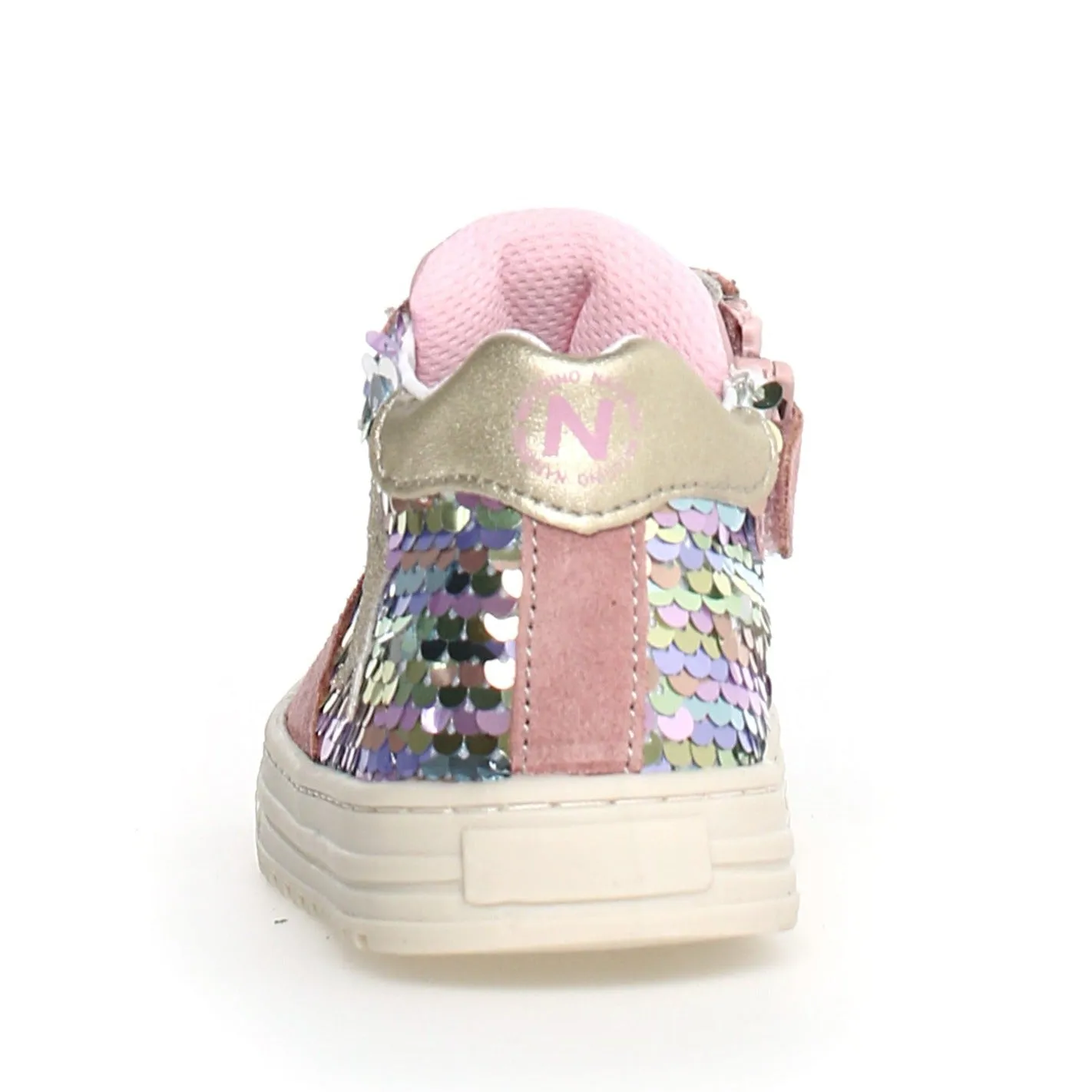 Naturino Girl's Hess High Zip Sneakers, Rose-Multi Embellished Kids