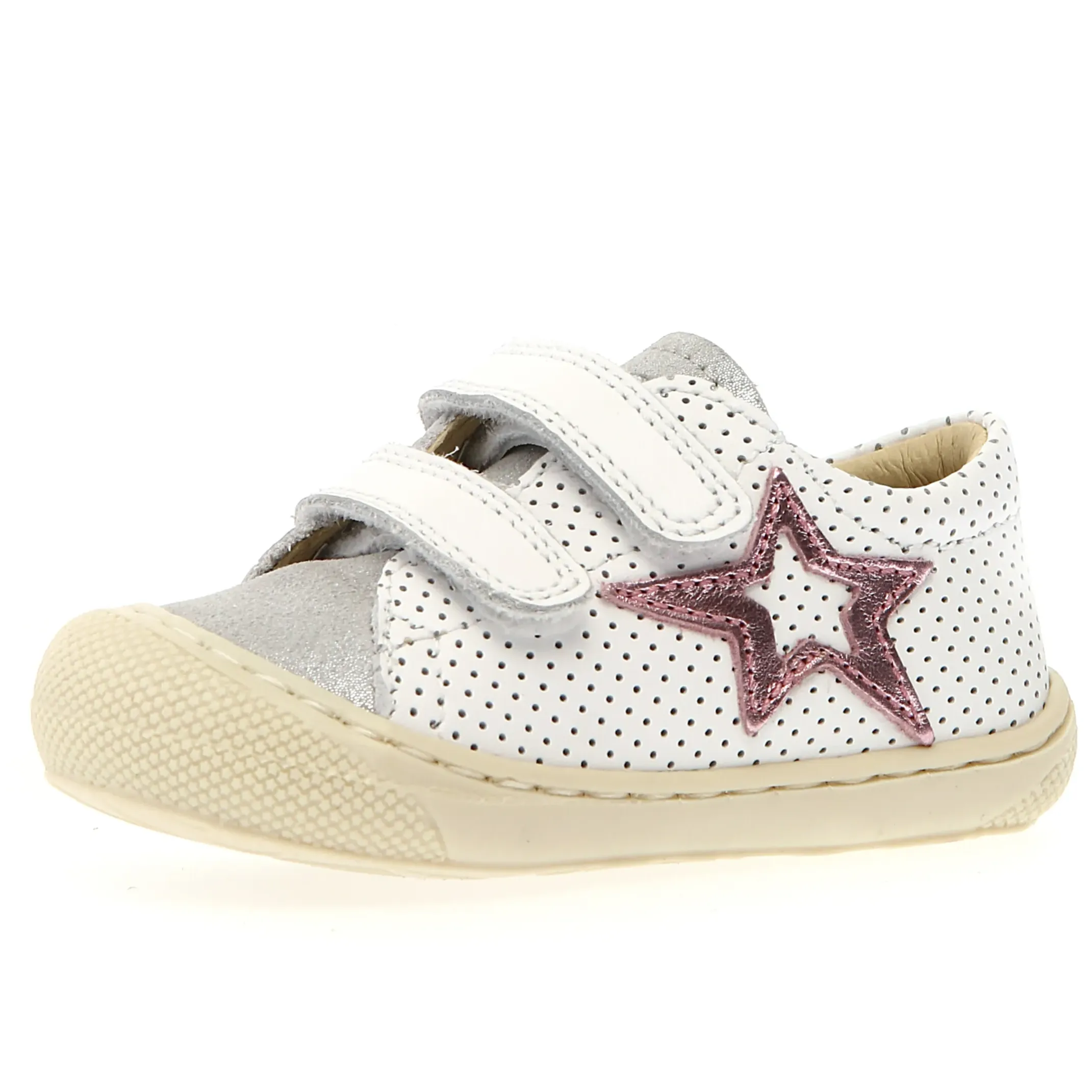 Naturino Girl's Kolde Low Vl Casual Shoes - White / Silver / Pink Kids' loafers Summer kids' fashion
