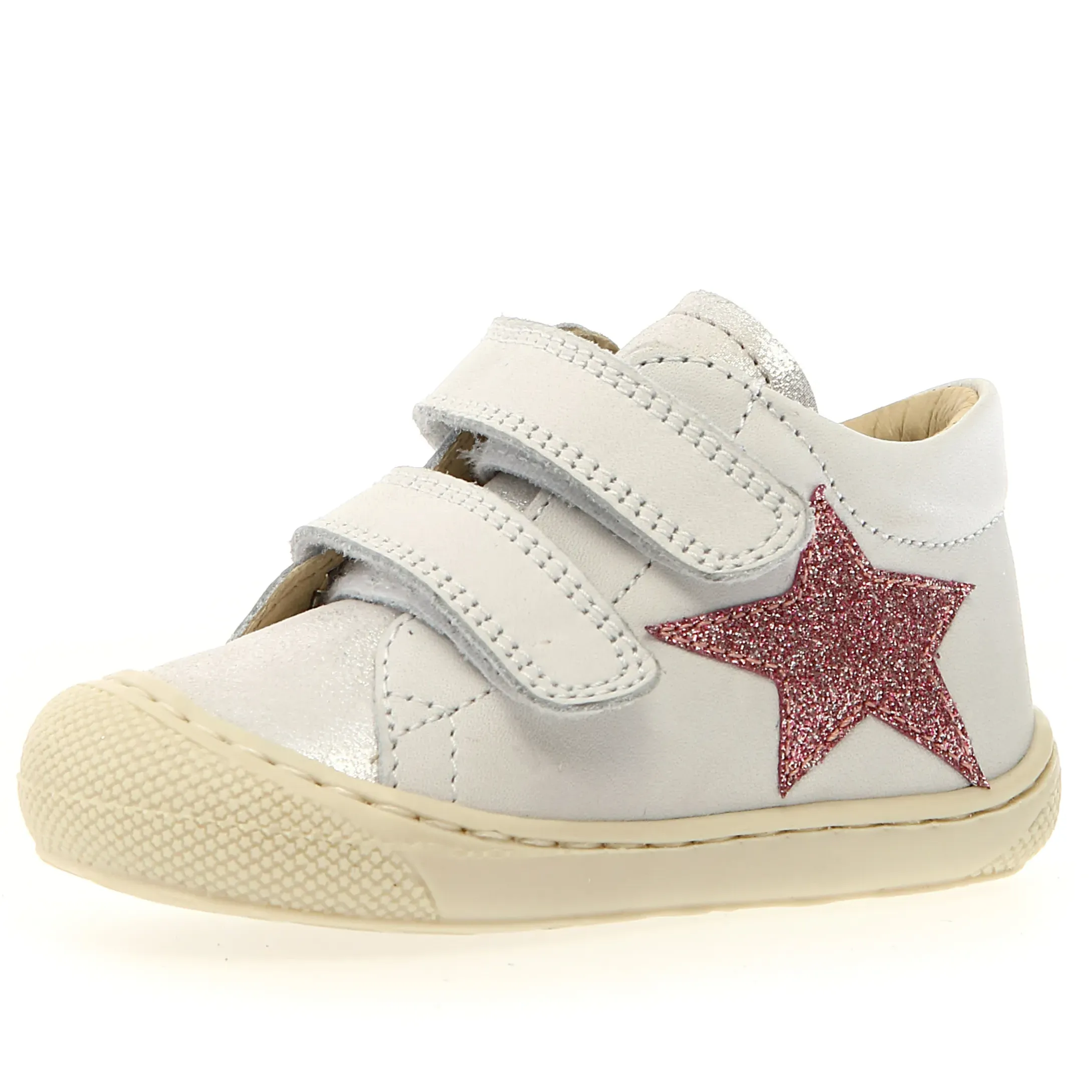 Rubber - soled kids' shoes Stretchable kids' clothes Naturino Girl's Kolde Vl Casual Shoes - White / Silver / Pink
