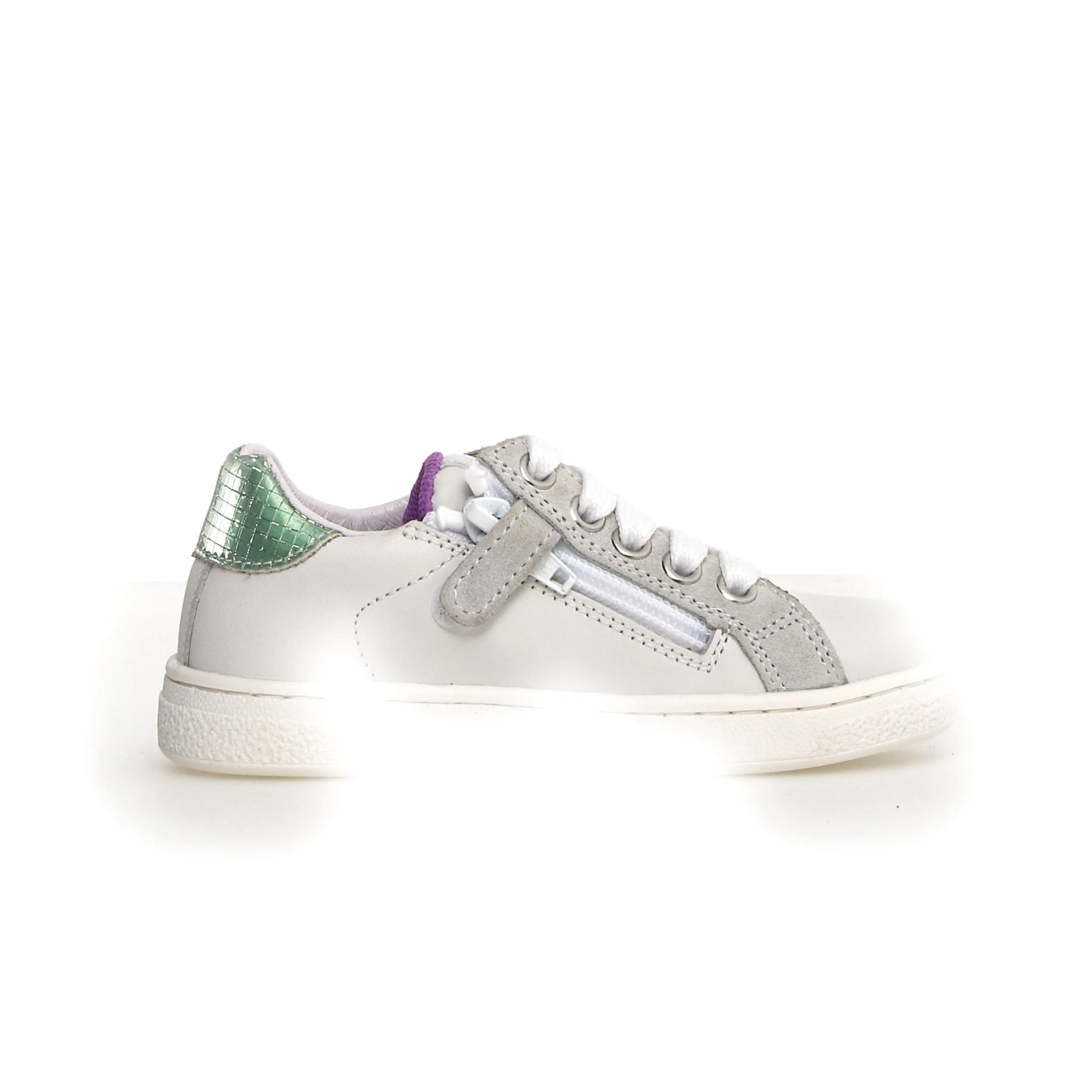 Naturino Girl's Pinn Zip Casual Shoes - White / Rose/ Capri New Arrivals