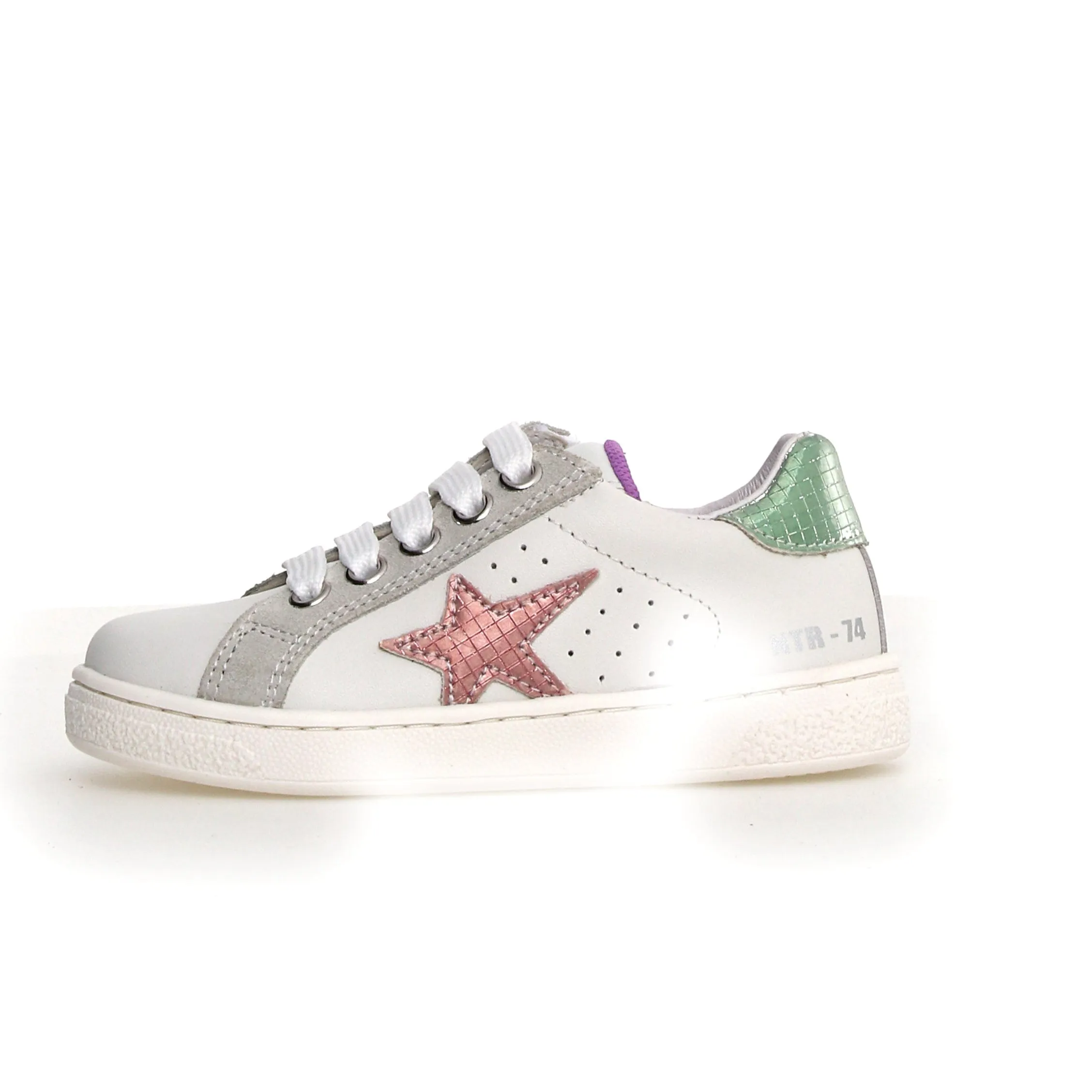 Naturino Girl's Pinn Zip Casual Shoes - White / Rose/ Capri New Arrivals