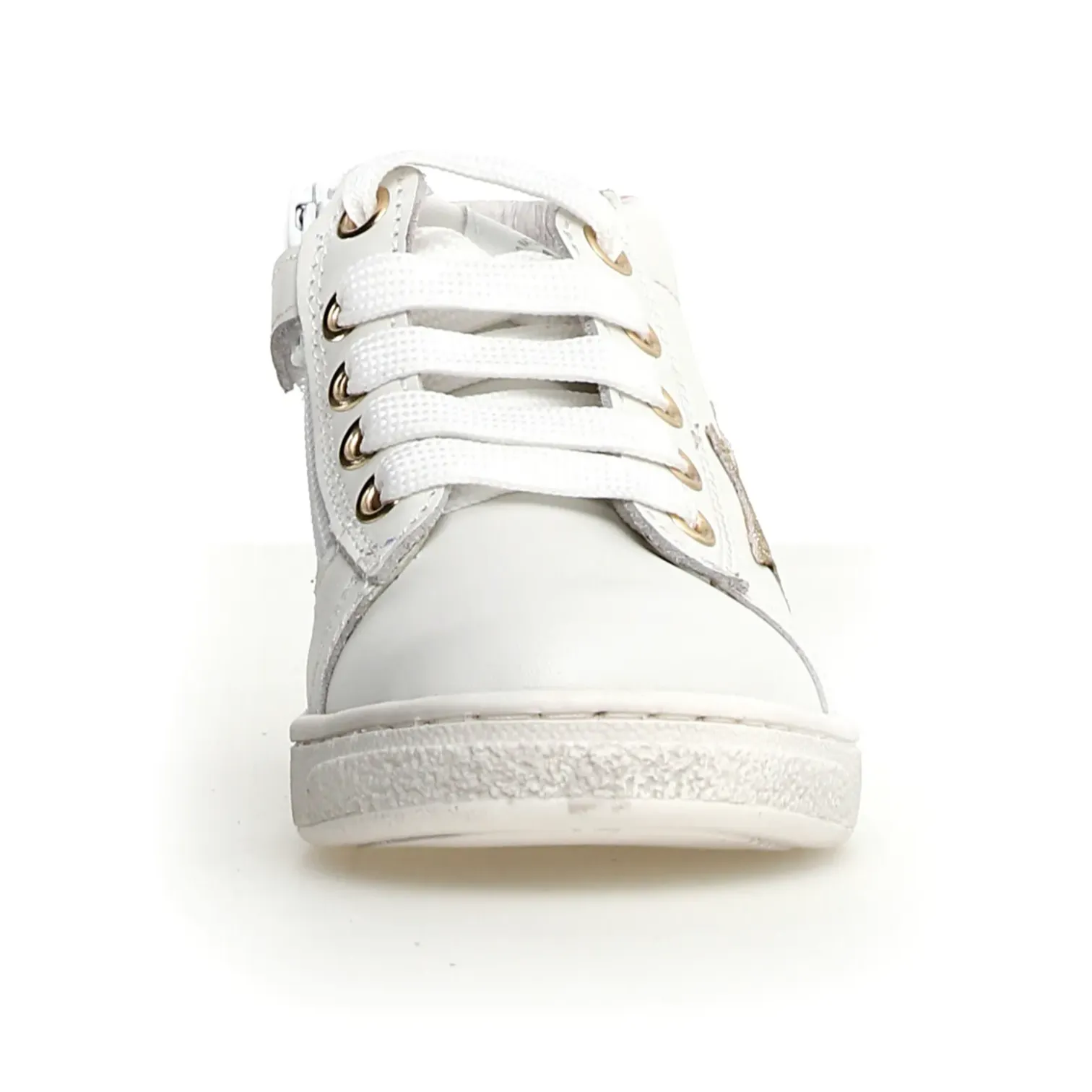 Naturino Pinn High Zip Girl's Casual Shoes - White/Platinum Width Options