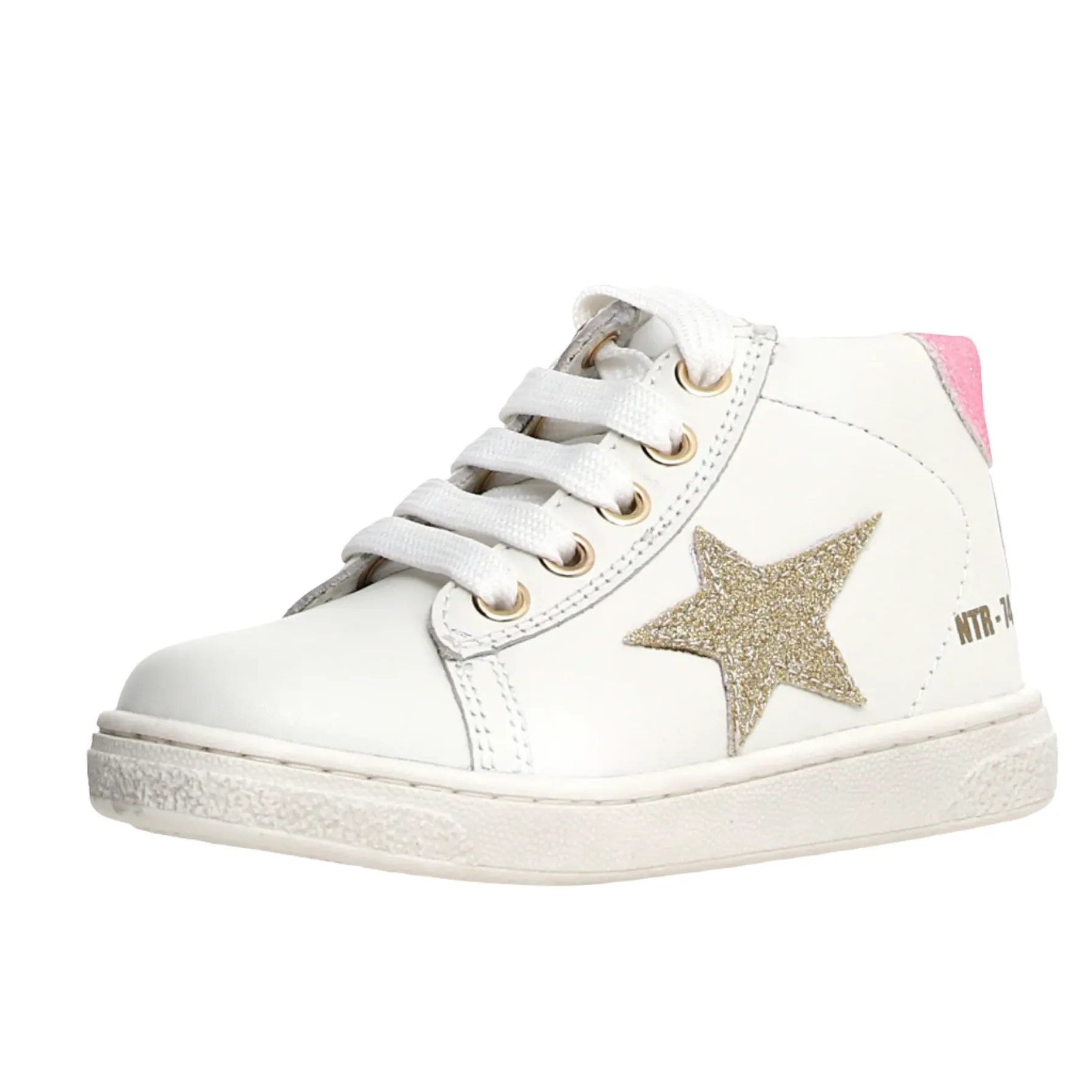 Preschool - sized shoes Naturino Pinn High Zip Girl's Casual Shoes - White/Platinum