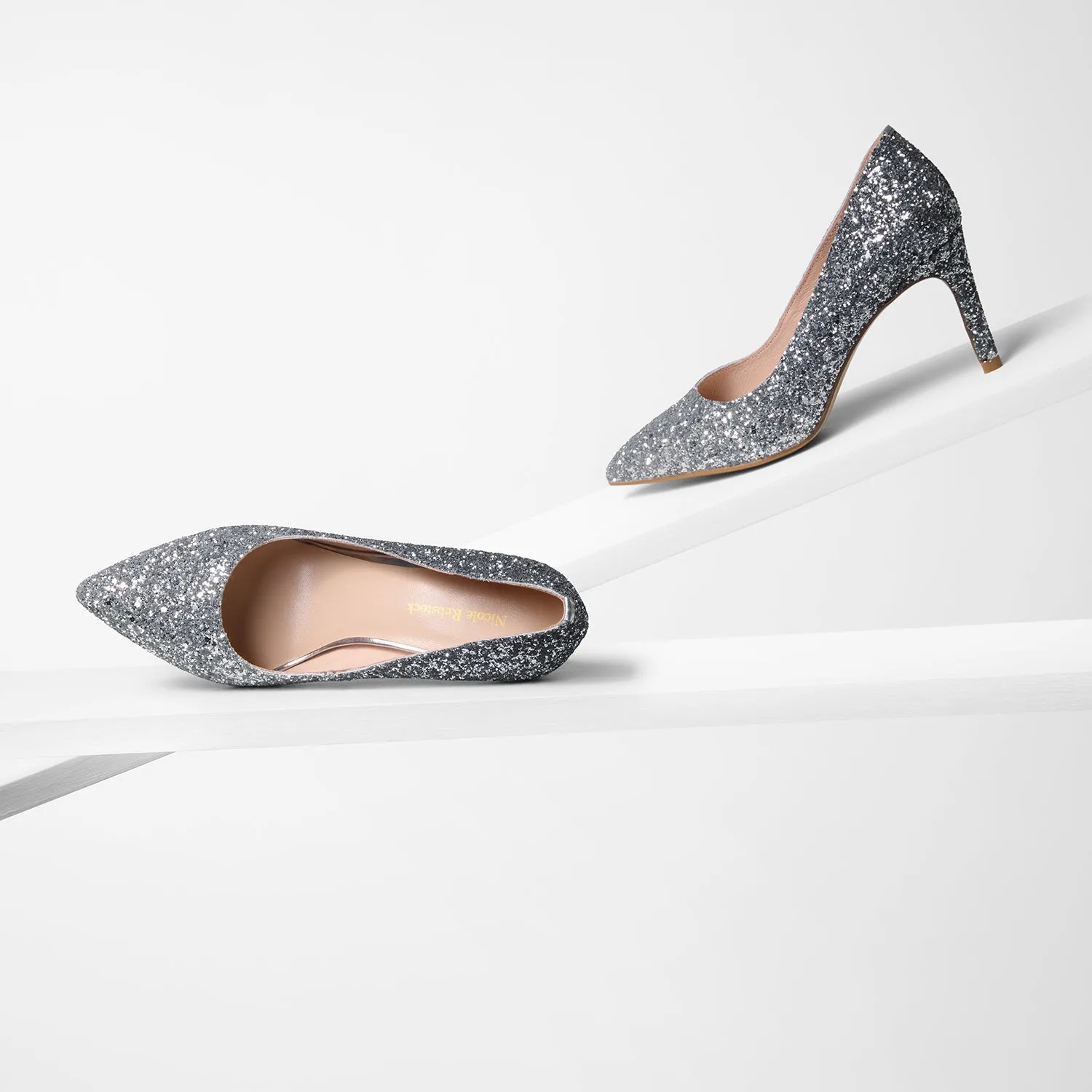 Nemesis 78mm Heel Ltd Ed | Ice Glitter Textured Heels