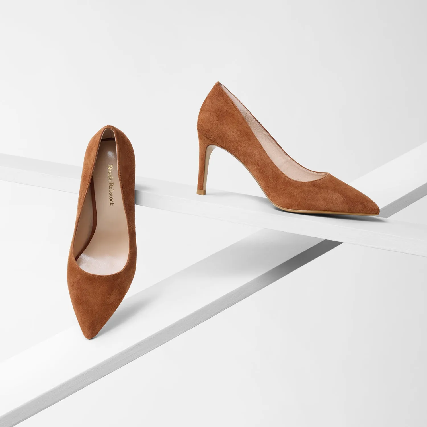 Nemesis 78mm Heel | Rust suede Transparent Wedges