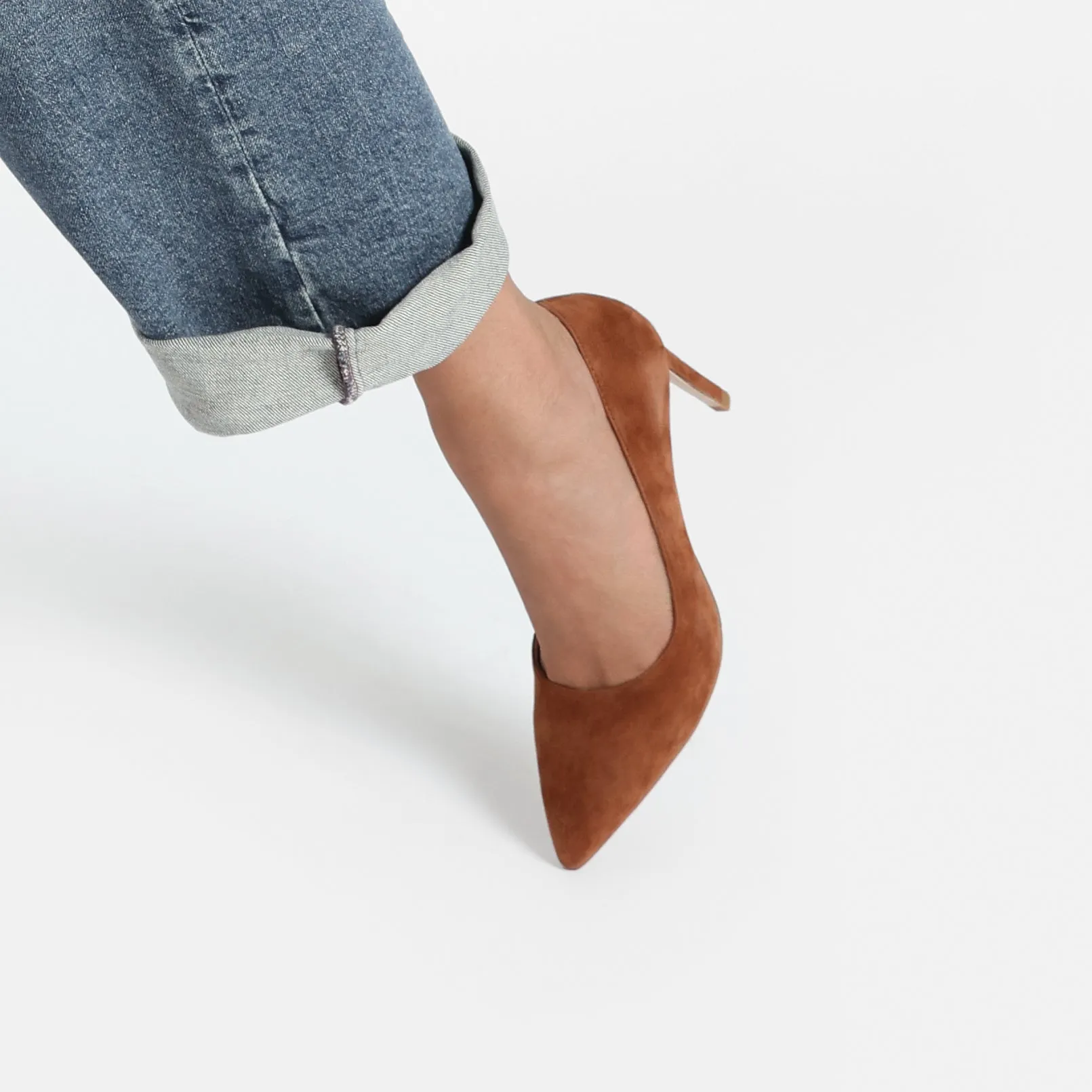 Nemesis 78mm Heel | Rust suede Transparent Wedges