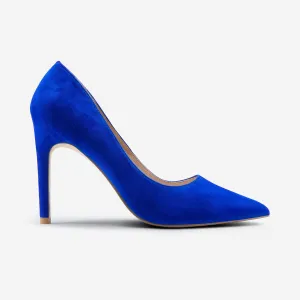 Wide Strap Heels Nemesis 95mm Heel | Cobalt Blue Suede