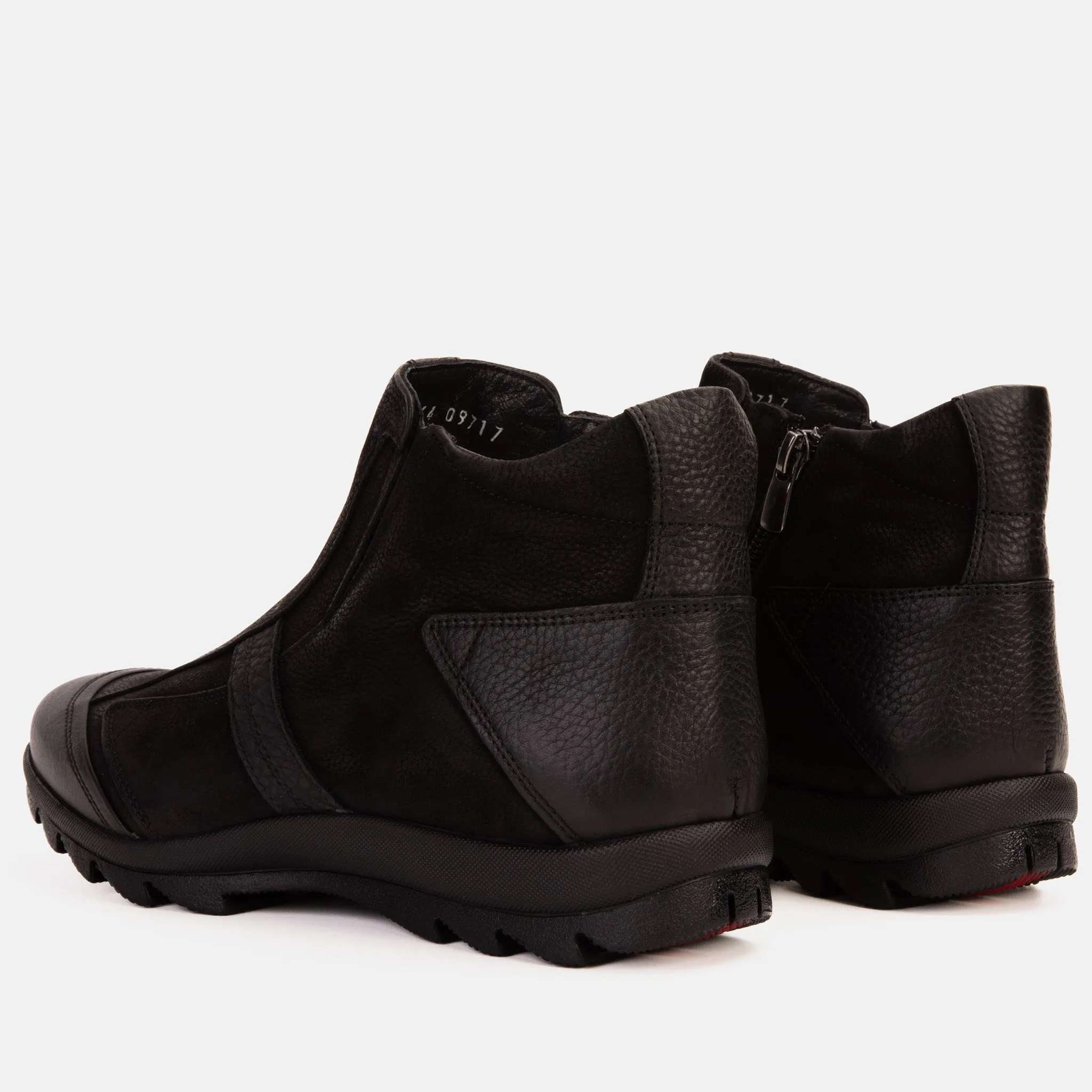 Neon-Core The Montreal Suede Black Leather Casual Zip-Up Ankle Men Boot