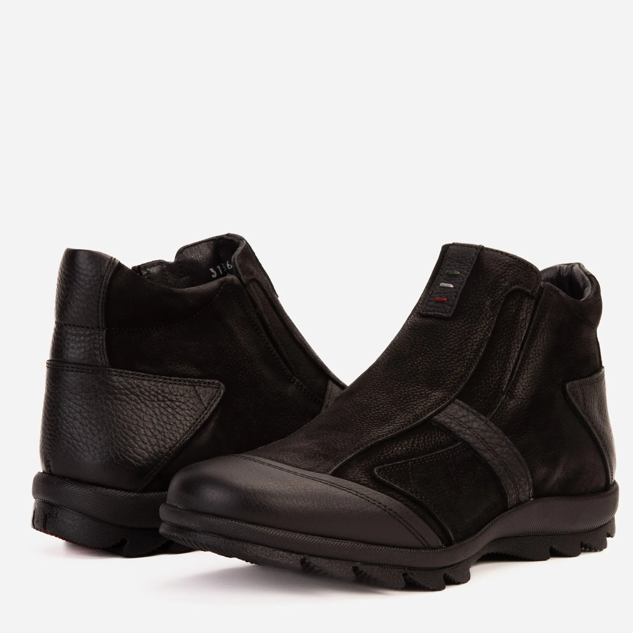 Neon-Core The Montreal Suede Black Leather Casual Zip-Up Ankle Men Boot