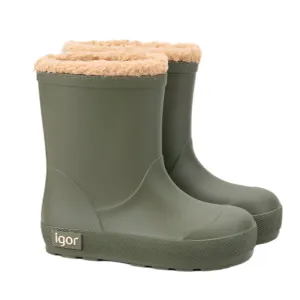 Warm kids' apparel Hiking - suitable kids' shoes Igor Boy's and Girl's Yogi Borreguito Rain Boots - Kaki