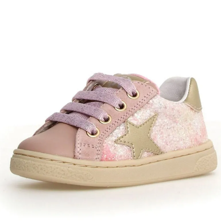Naturino Girl's Pinn Zip Lace Up Casual Shoes - Cipria / Platinum Indoor kids' clothes