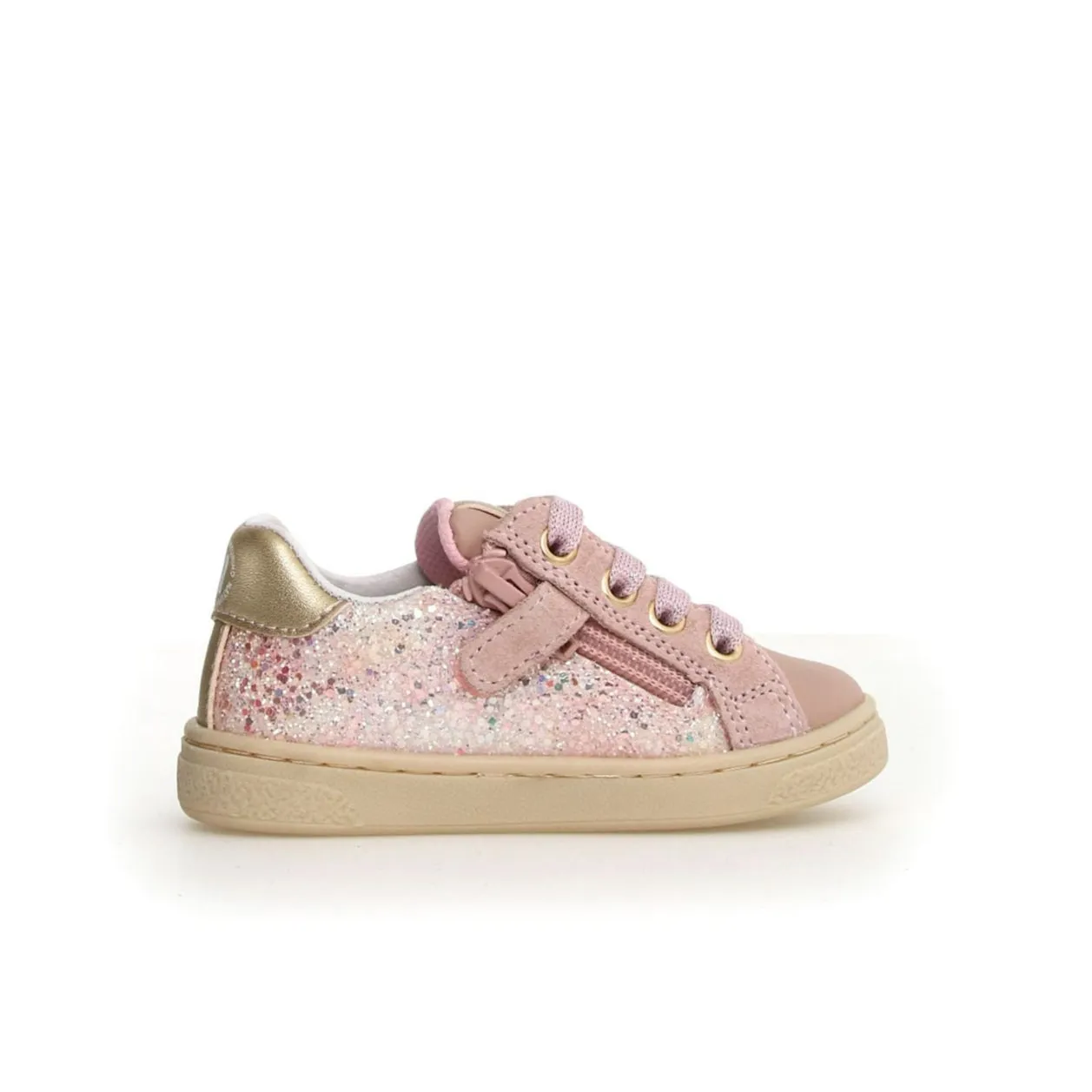 New Arrivals Naturino Girl's Pinn Zip Lace Up Casual Shoes - Cipria / Platinum