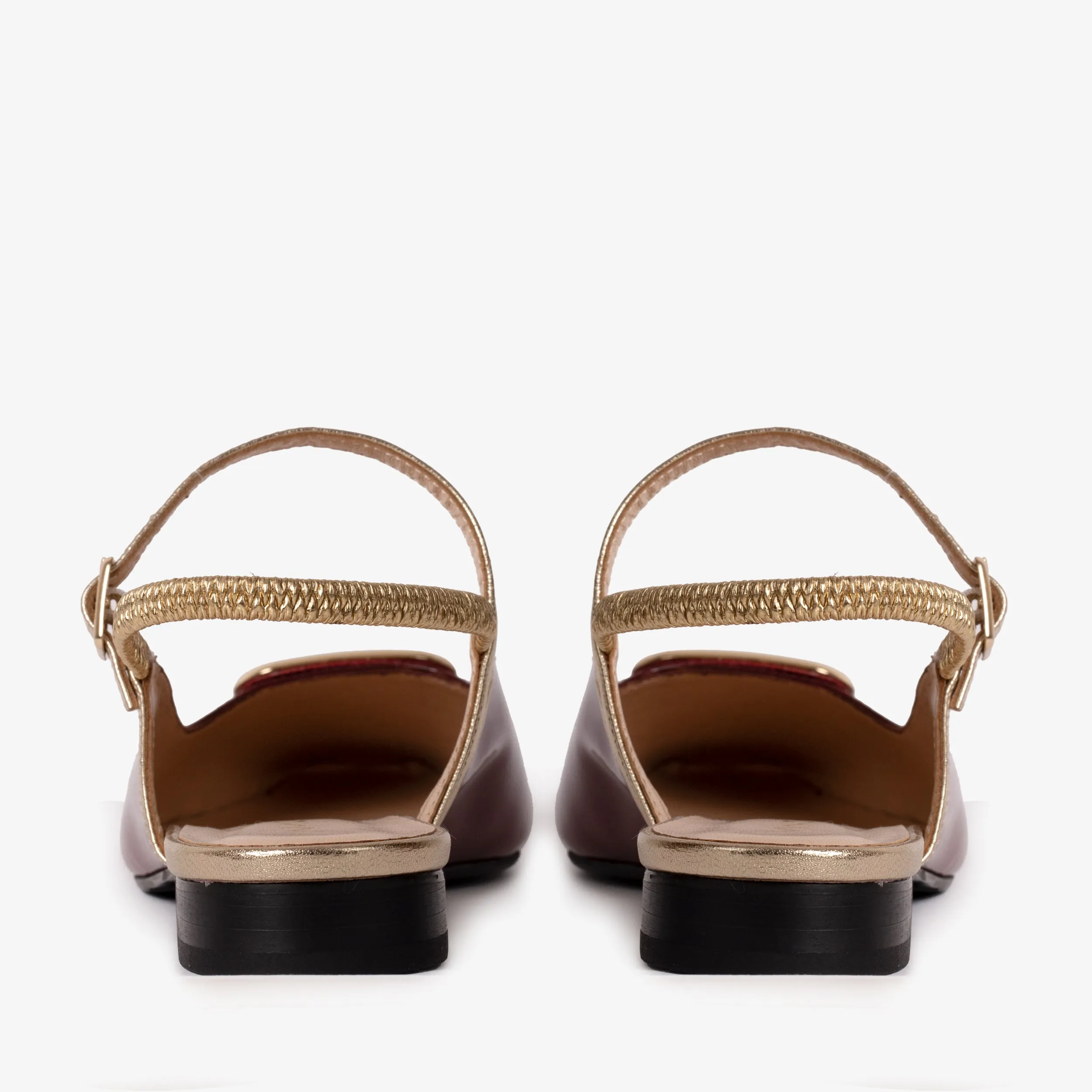 No Rub The Rosalinda Burgundy Patent Leather Women Flat Slingback Shoe